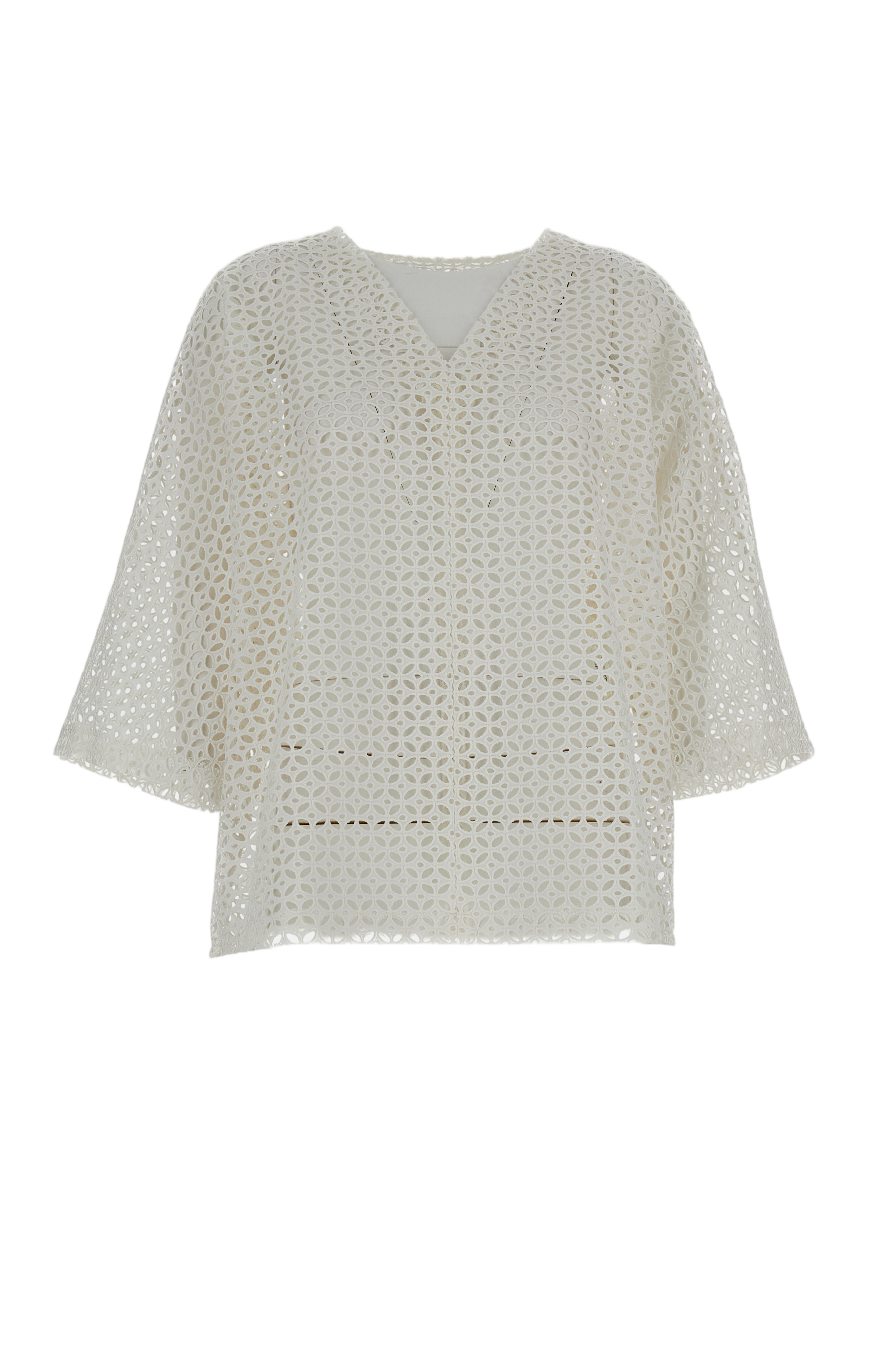 Crisp White Button-Down Blouse with Structured Collar