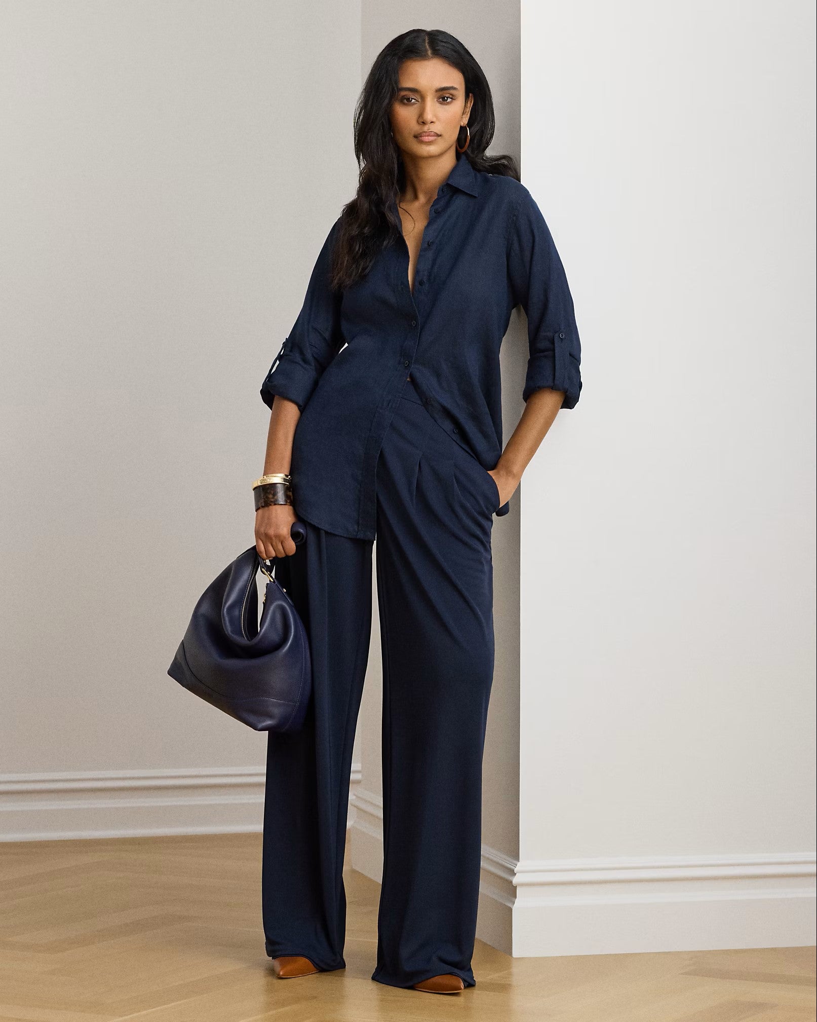 Blue Tissue Linen Button Shirt