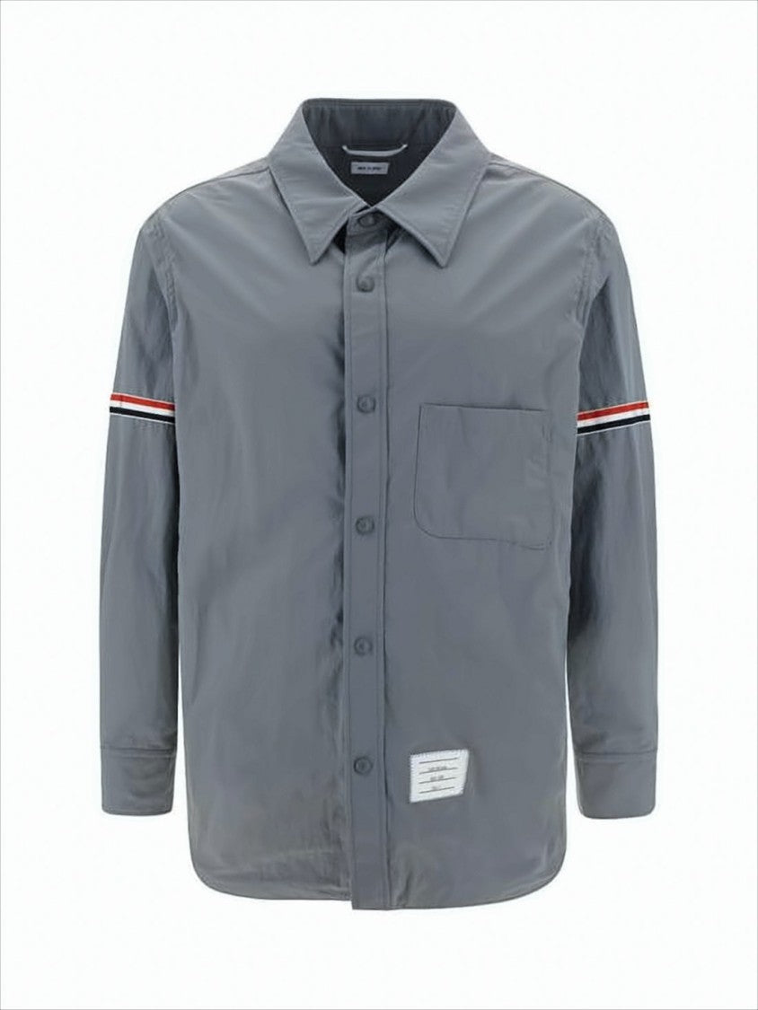 Long-Sleeve Shirt with Striped Detail and Classic Collar