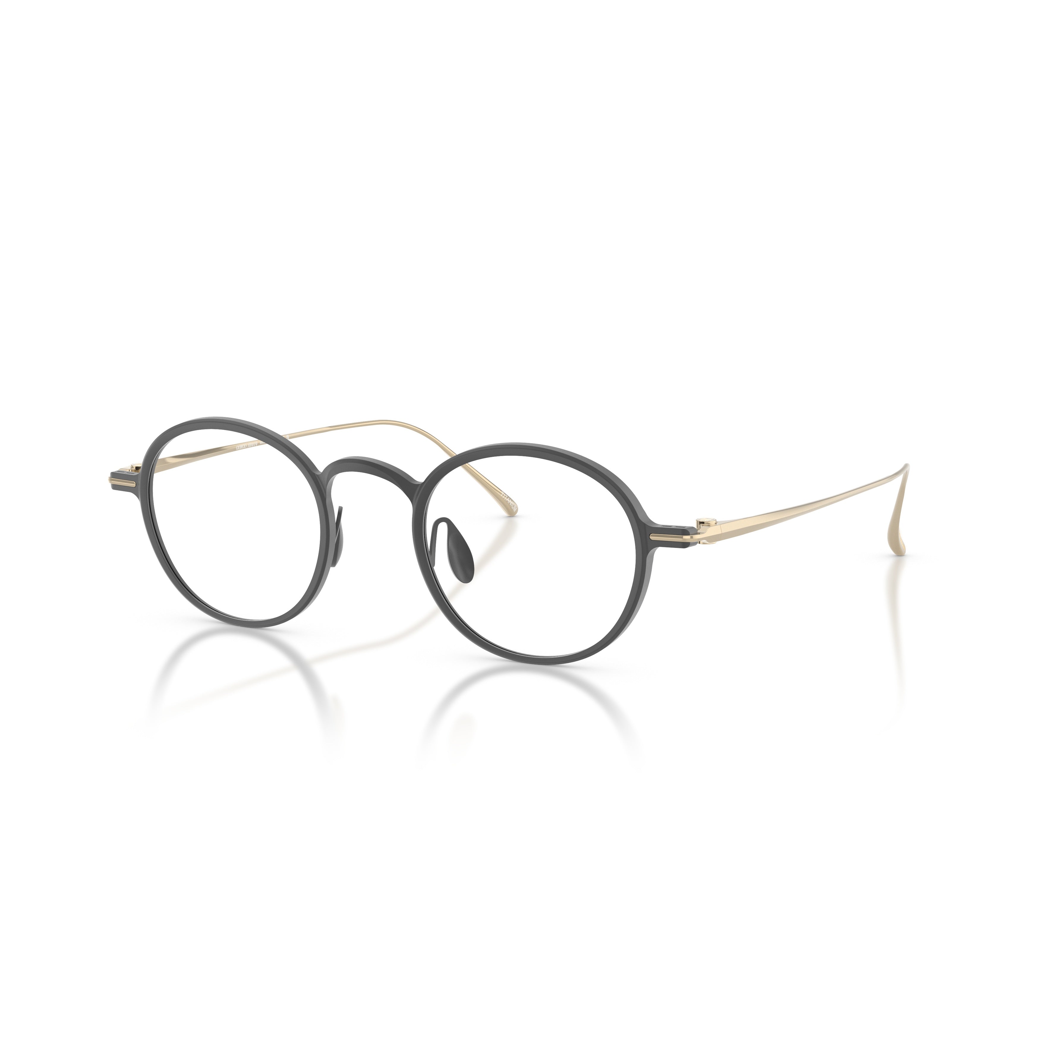 0ar5159t Round Black Eyeglasses with Gold Metal Temples