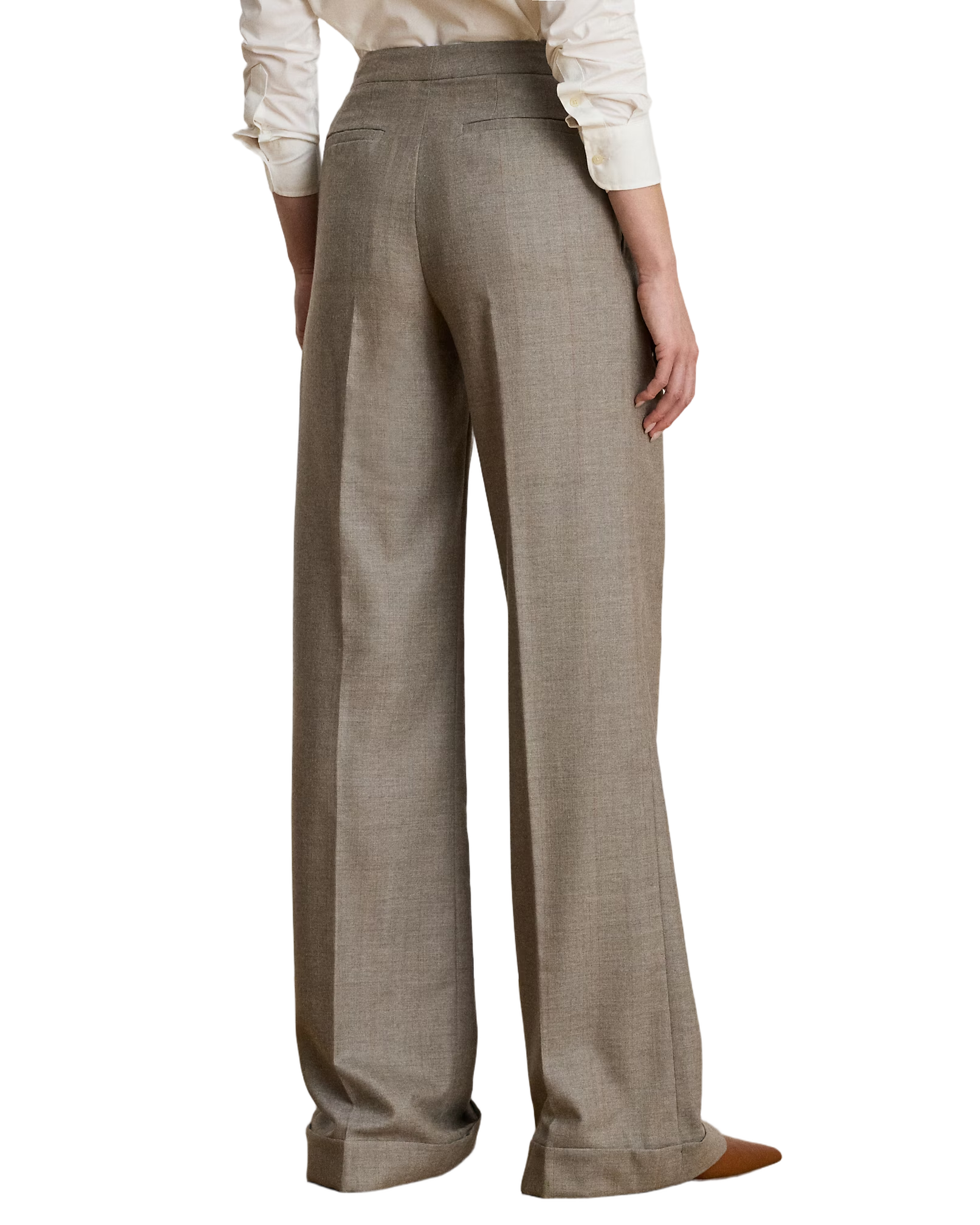 Full-Length Pleated Trousers With High Waist
