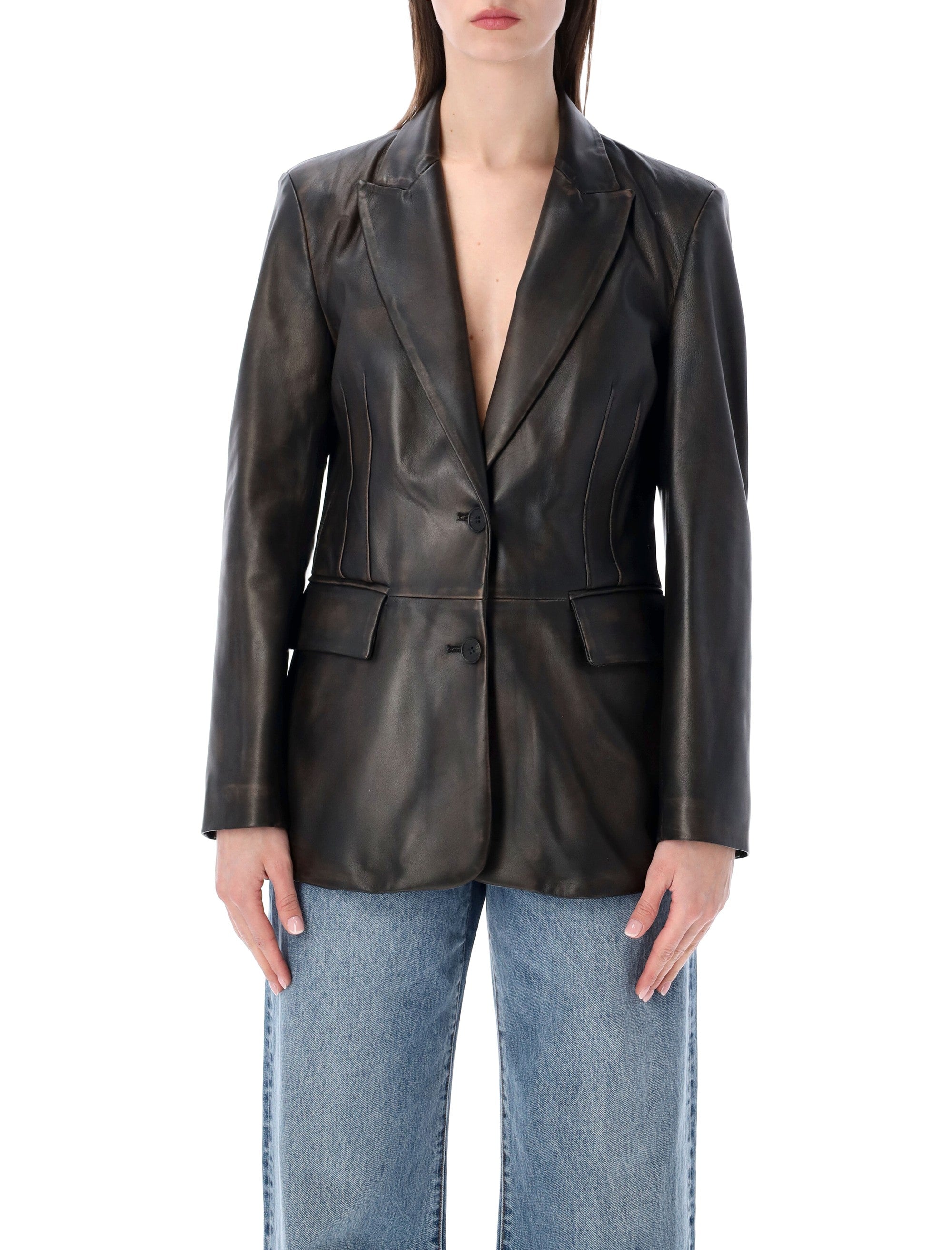6.6.44 Rub Off Leather Blazer