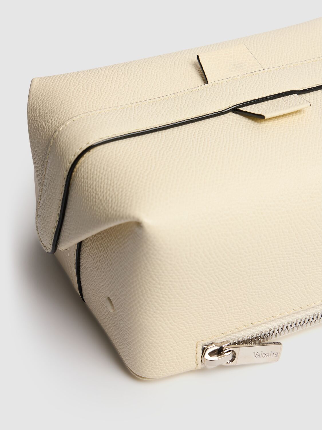 Structured Calfskin Leather Bag with Zipper Detail