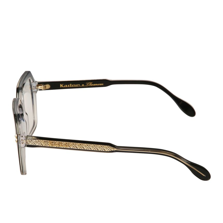 Giada Glamour Oversized Geometric Sunglasses with Textured Gold Temples