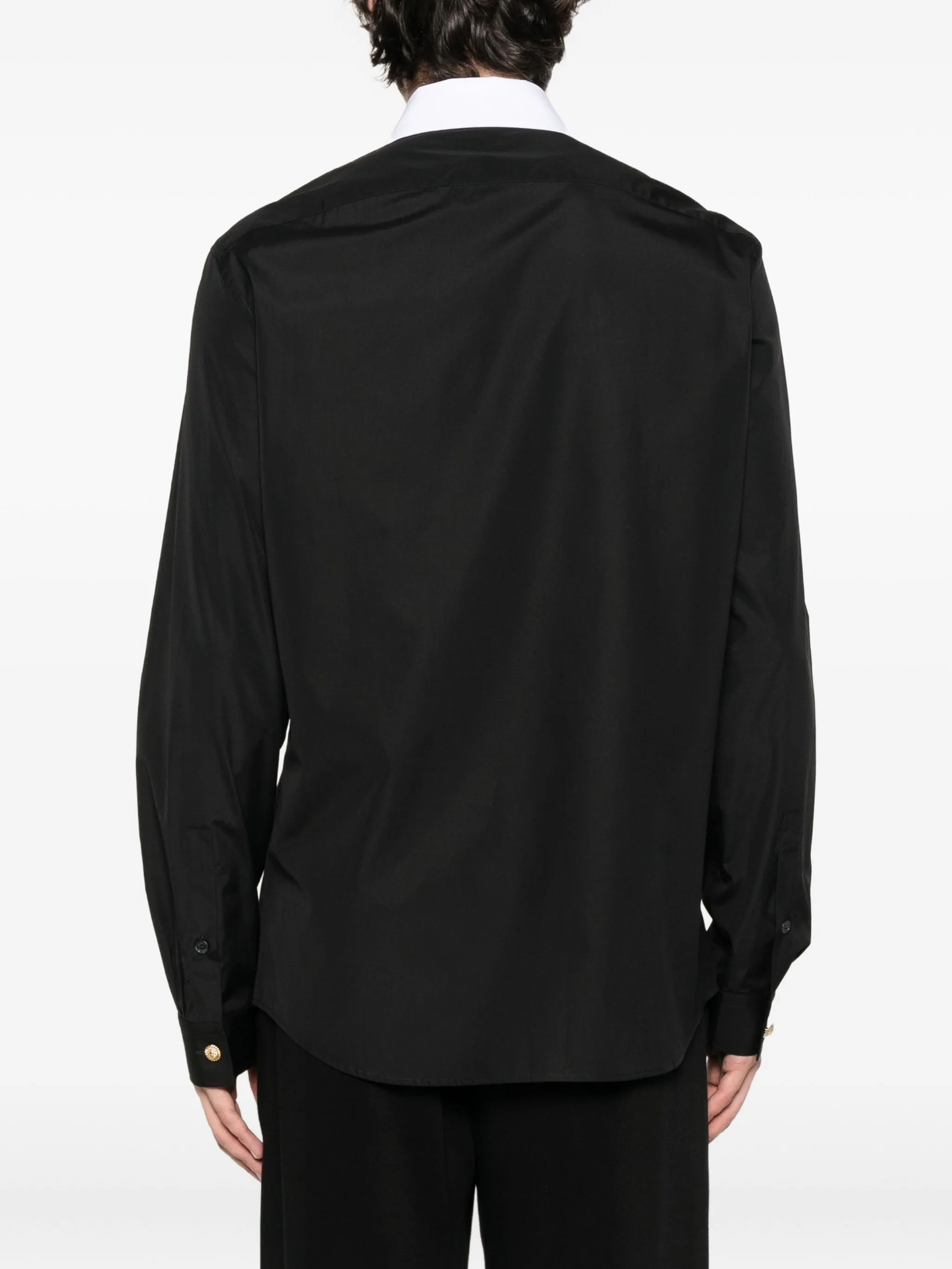 Black Ls Shirt White Collar Shirt
