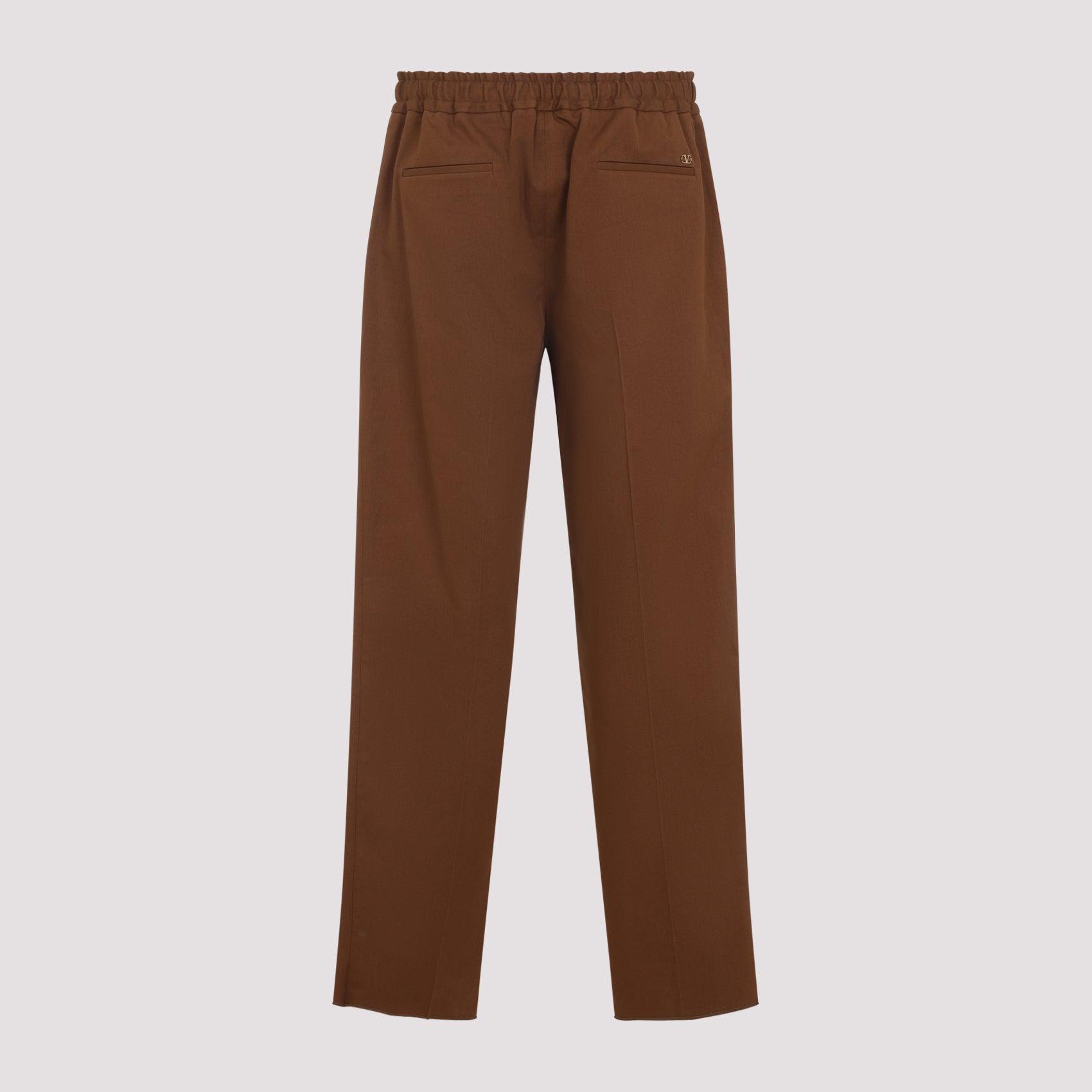 Straight-Leg Brown Trousers with Adjustable Drawstring