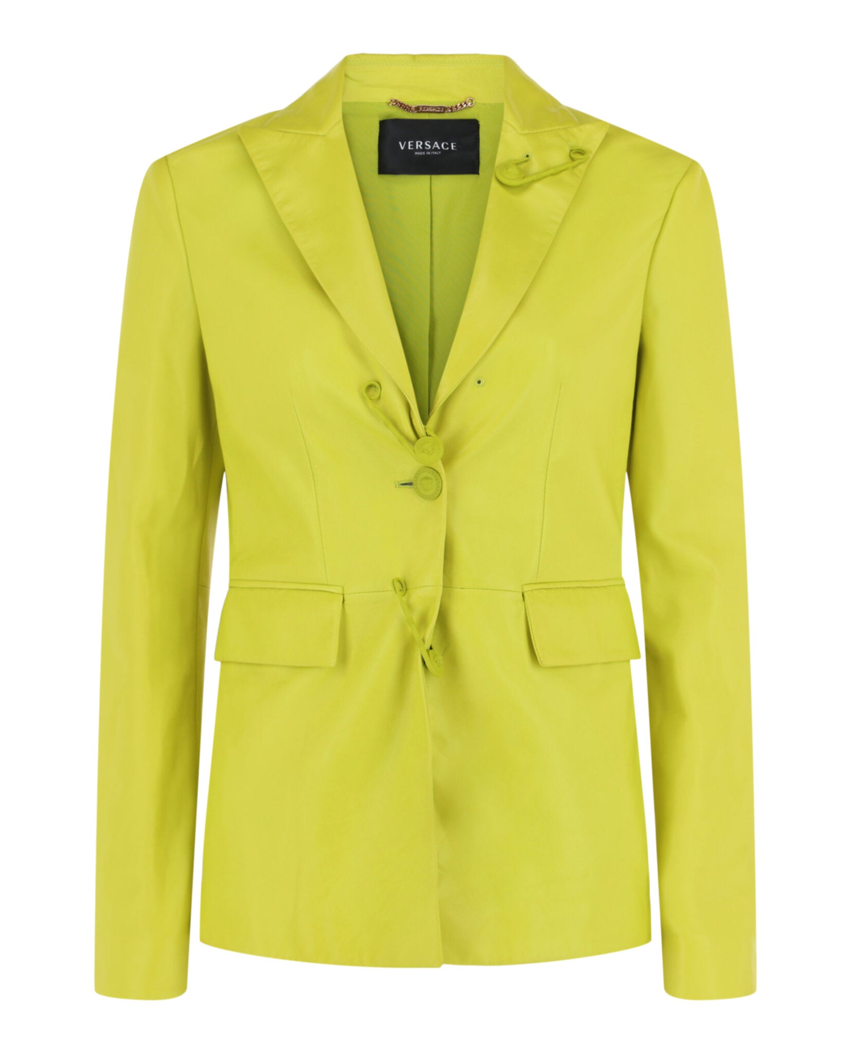 Safety Pin Single-Breasted Leather Blazer