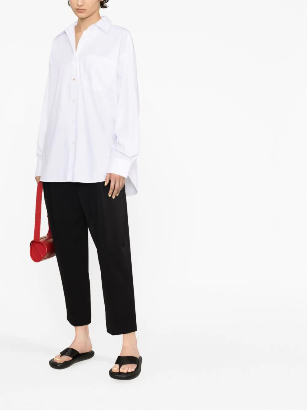 White Iconic Oversized Cotton Plain Shirt