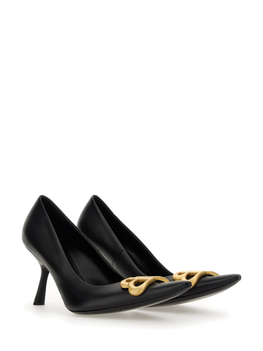 High-Heeled Leather Pumps with Pointed Toe