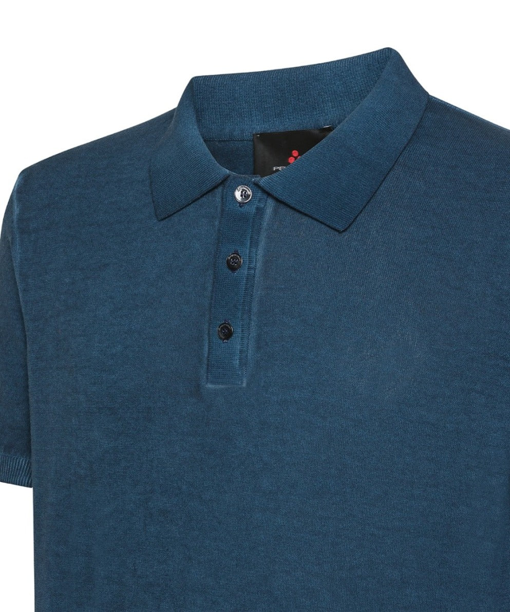 Shaved Crepe Cotton Tricot Polo Shirt