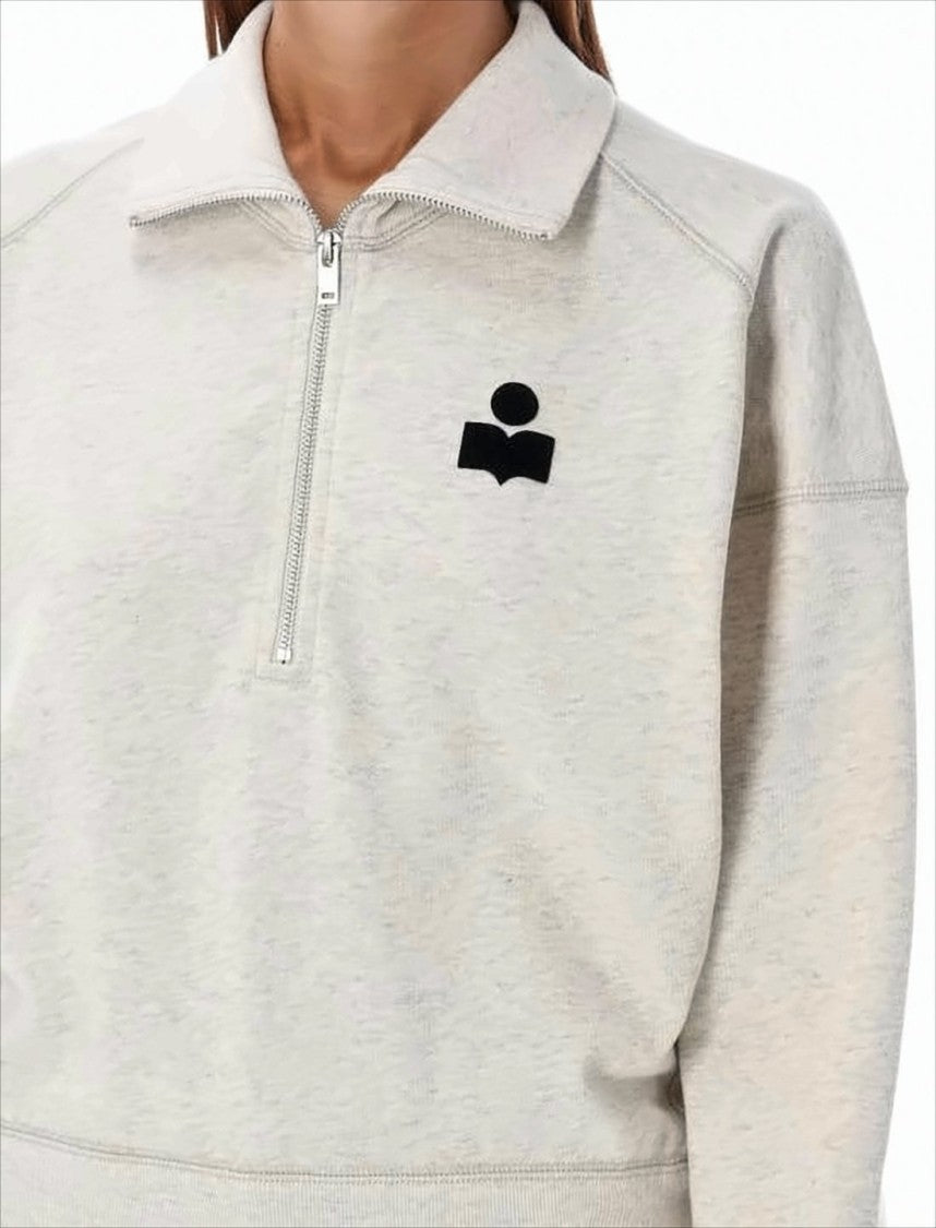 Half-Zip Long-Sleeved Pullover Top with Classic Collar