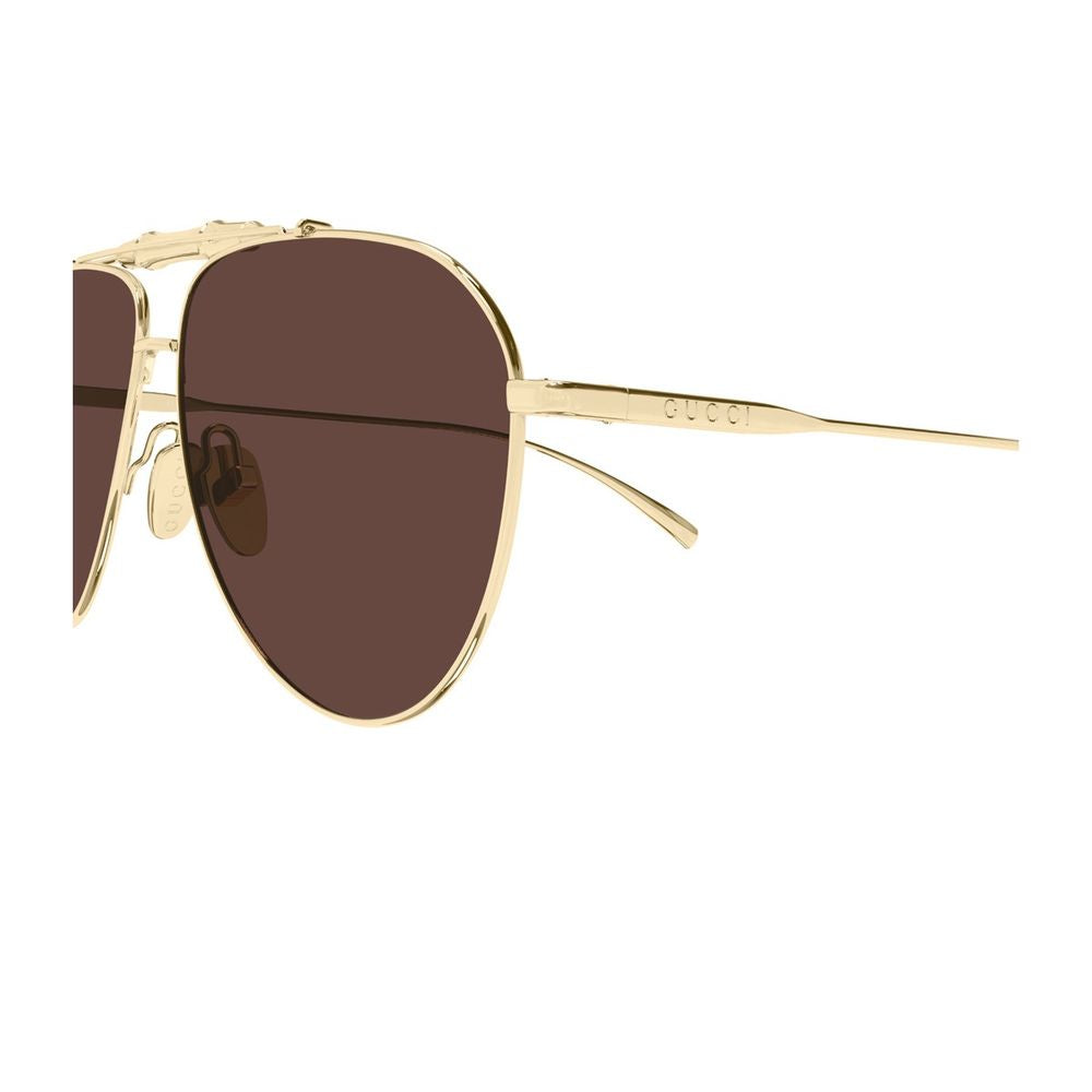 Pilot Sunglasses With Gold Metal Frame And Bamboo Detail