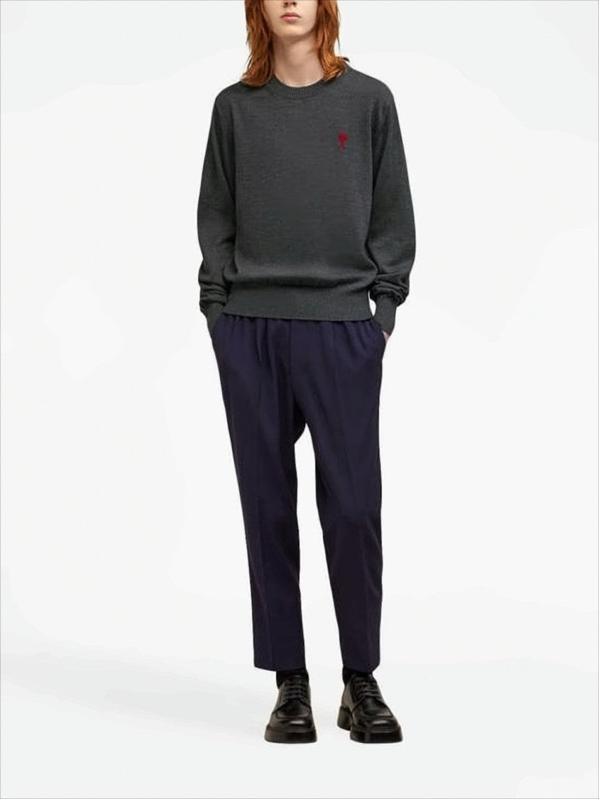 Classic Wool Sweater With Ribbed Details And Signature Logo