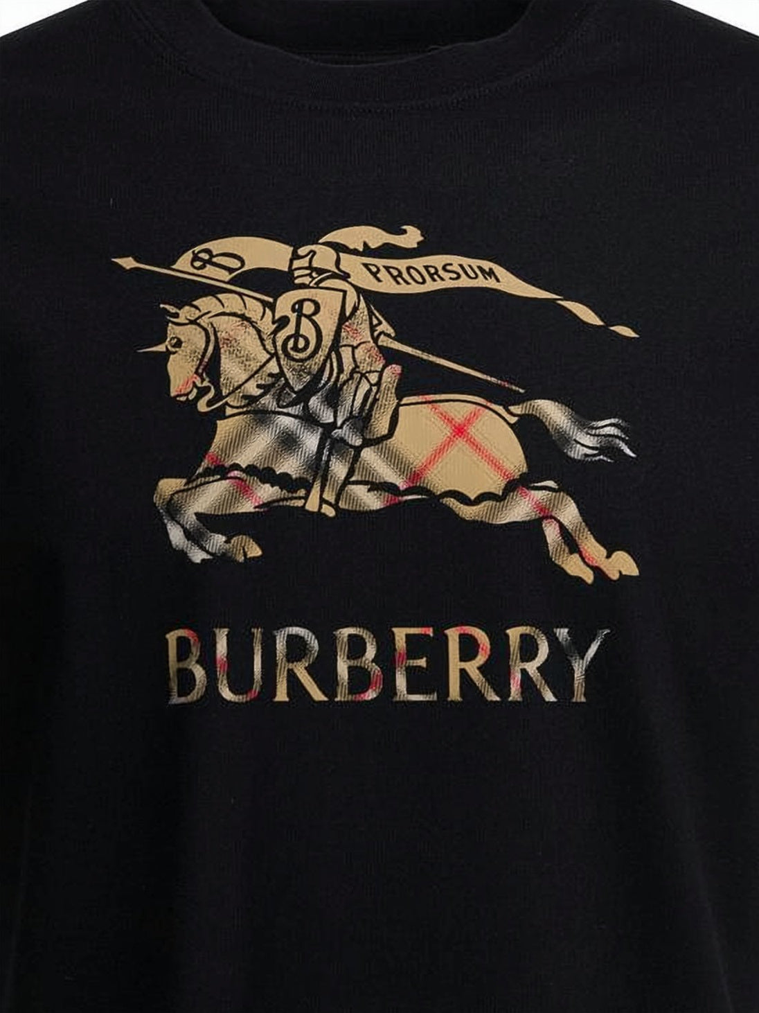 Classic Crew Neck Black T-Shirt with Equestrian Graphic