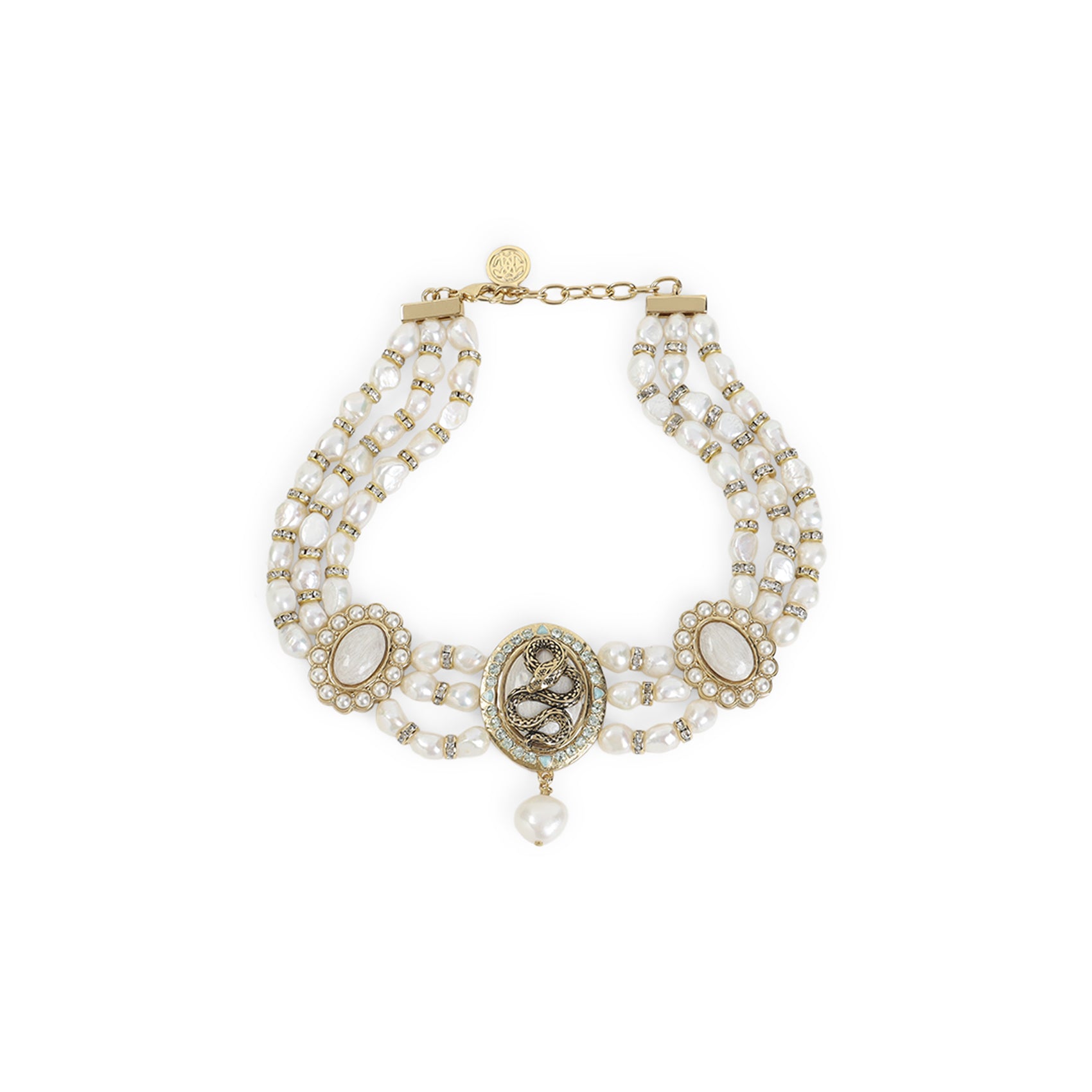 Multi-Strand Necklace with Ornate Medallion