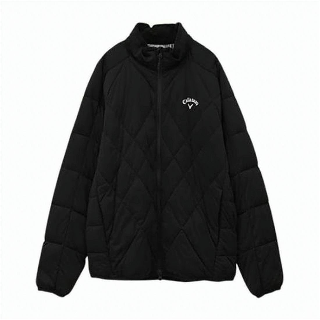 Quilted Black Casual Jacket With High Collar And Zipper Closure