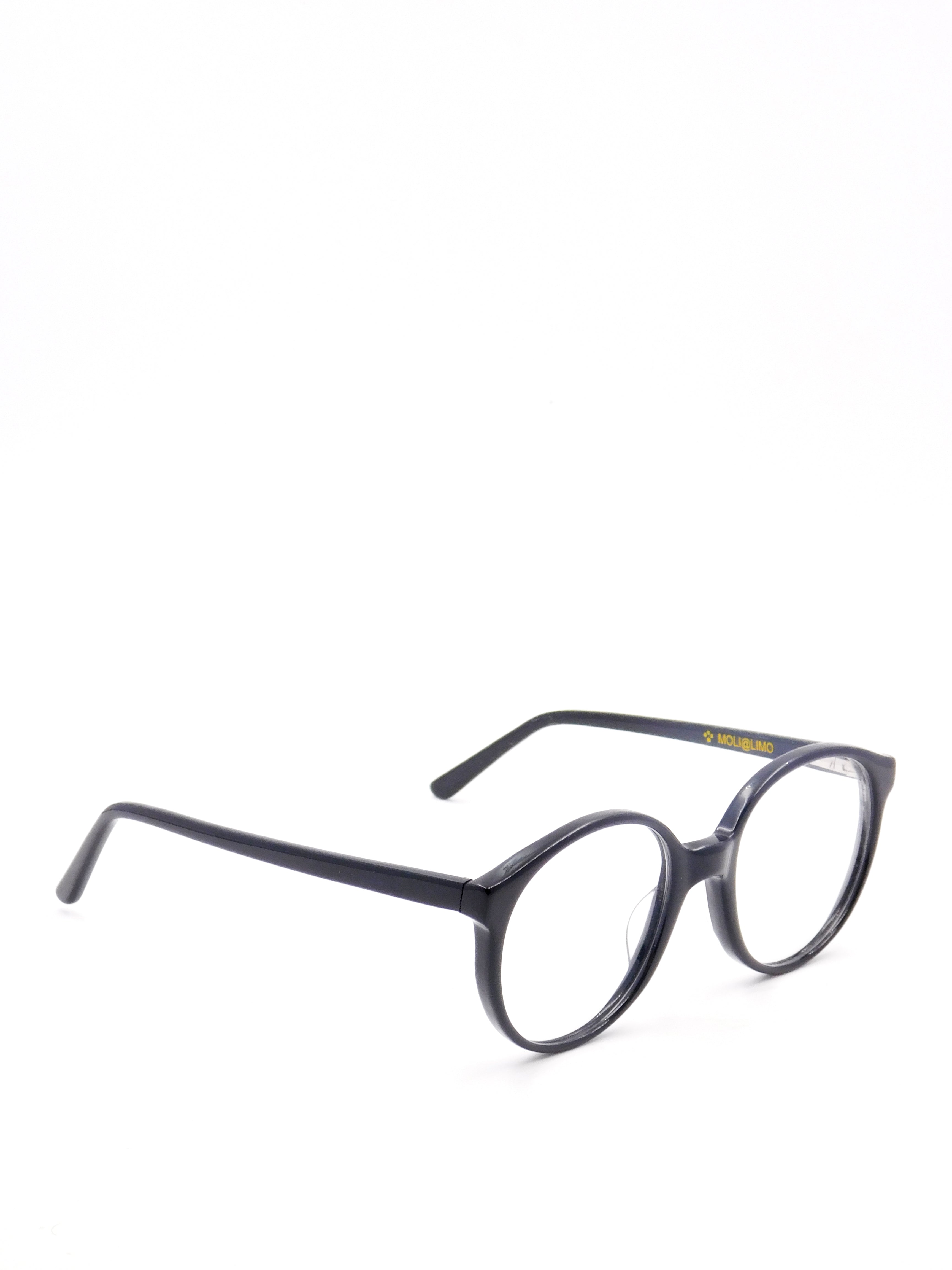 Rounded Black Optical Frames with Acetate and Celluloid Composition