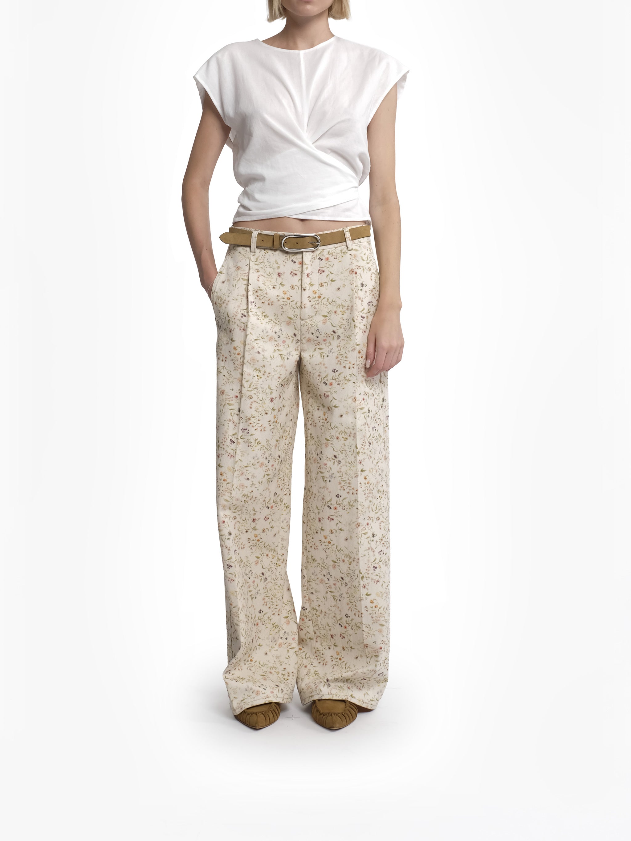 Pantalone Bocciolo Wide-Leg Floral Print Pants