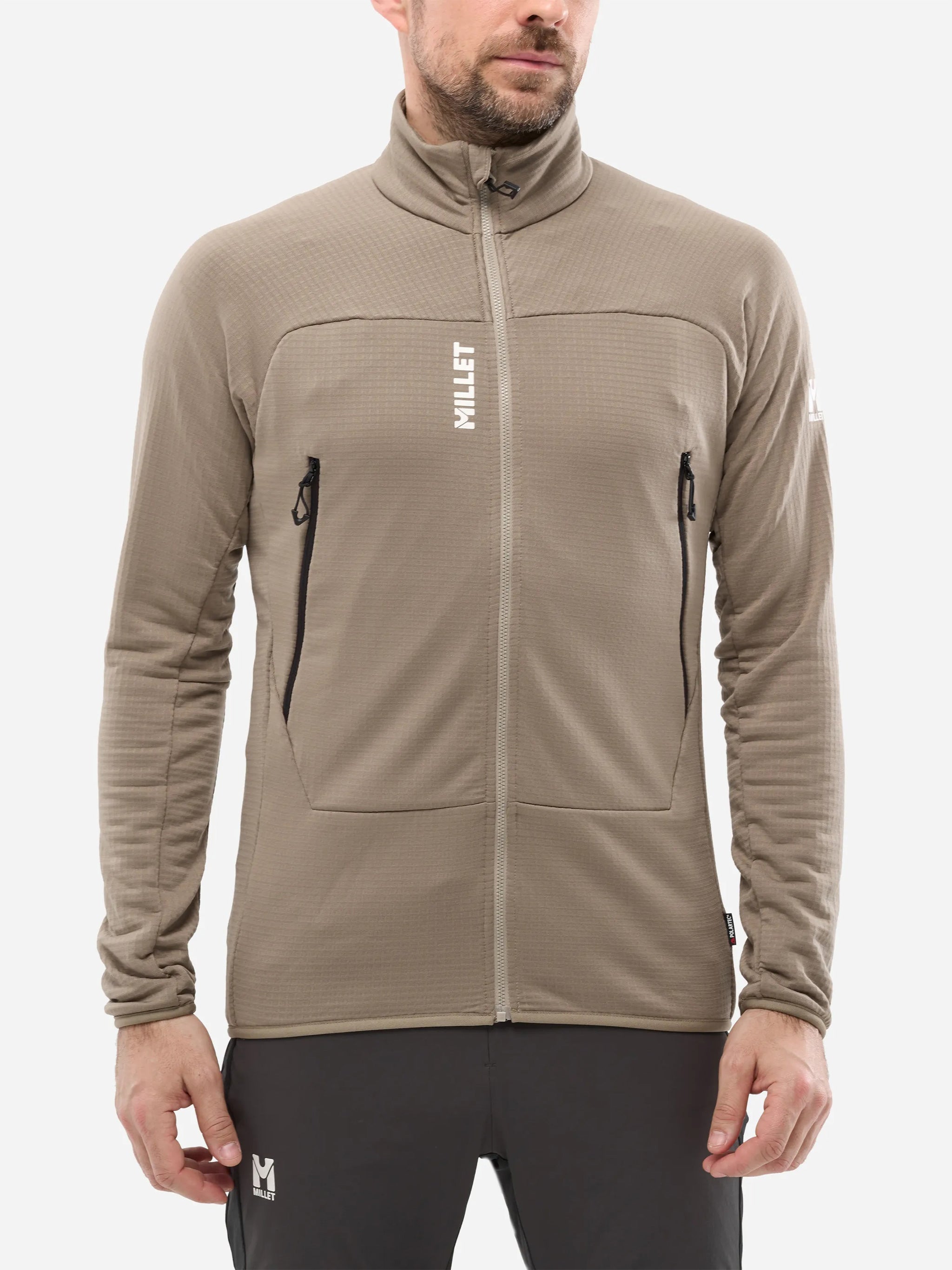 Taupe Fusion Grid Textured Active Jacket