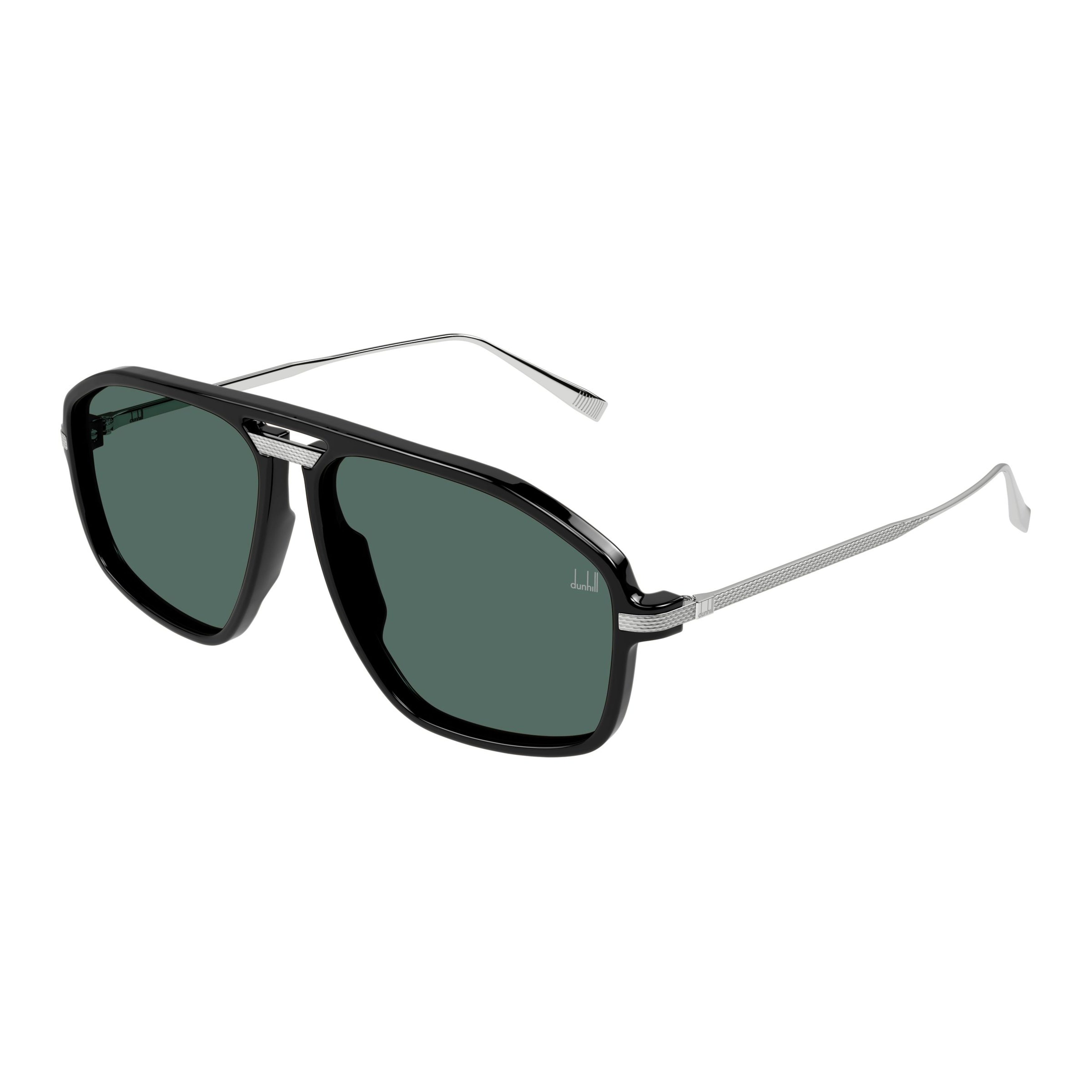 Du0120s Squared Black Sunglasses with Textured Silver Temples
