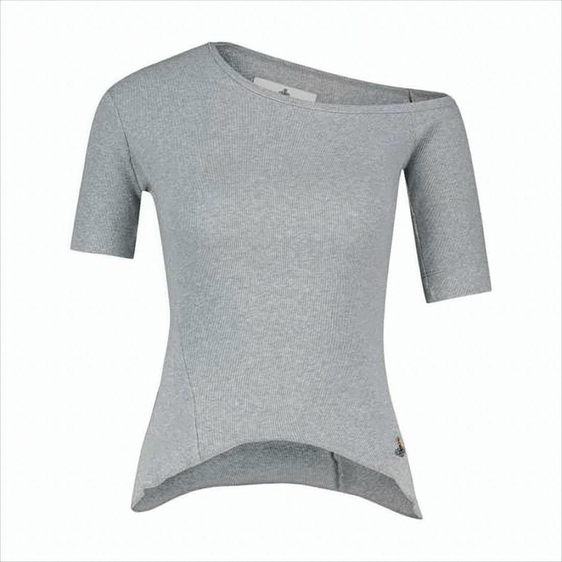 Ribbed Short-Sleeved Top with Unique Hemline