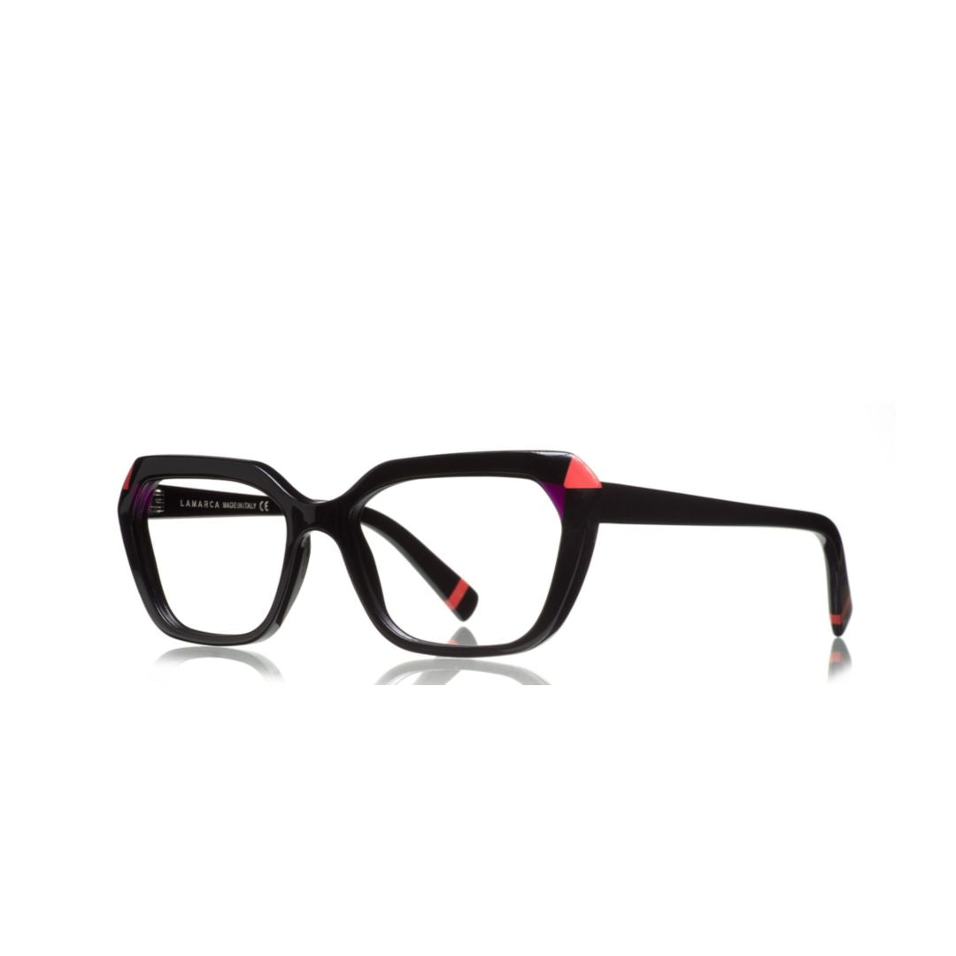 Fusioni 122 Angular Frame Eyeglasses with Vibrant Accents