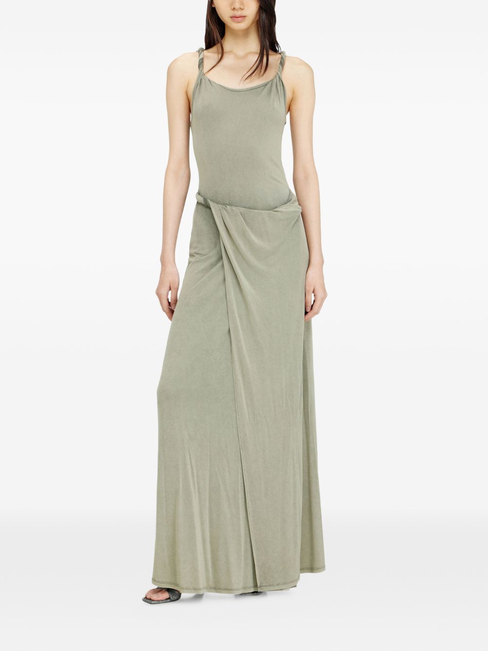 Green Knot Detail Sleeveless Maxi Dress