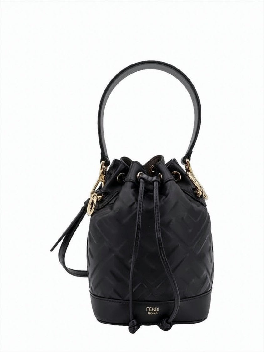 Structured Bucket Tote Bag with Embossed Geometric Pattern