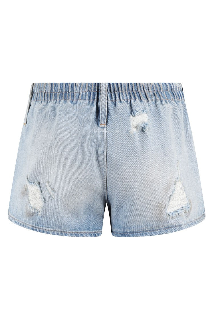 Vintage-Inspired Distressed Denim Shorts