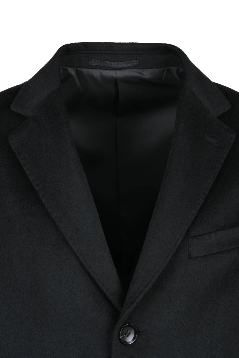 Structured Black Coat with Notched Lapel