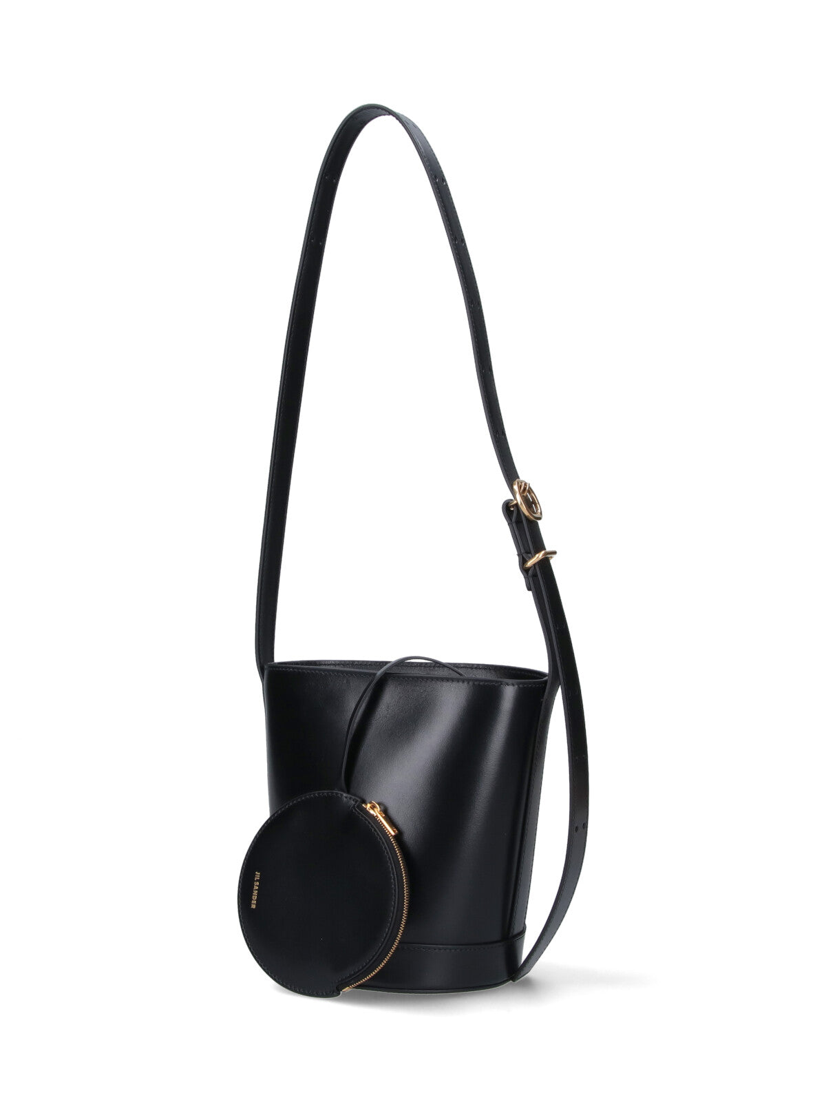 Sleek Black Calf Leather Bucket Bag
