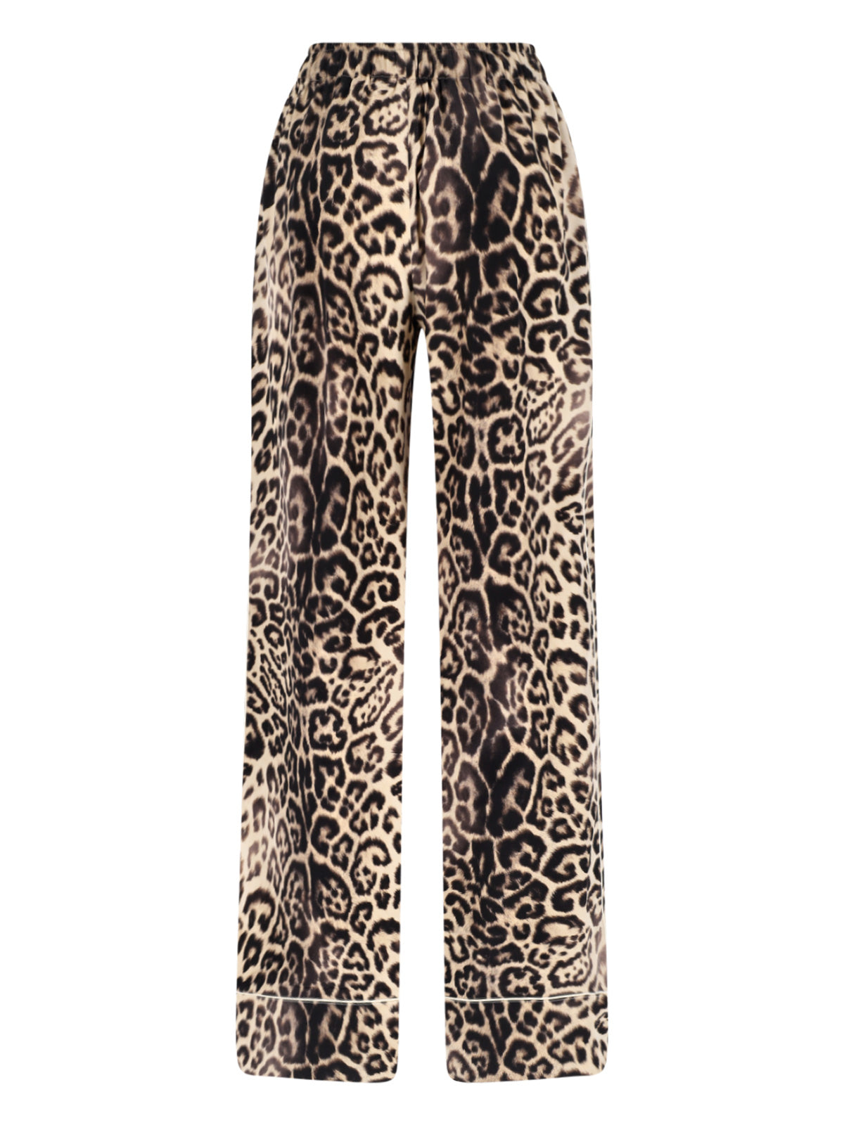 Brown Silk Pajama Trousers, Animalier Pattern