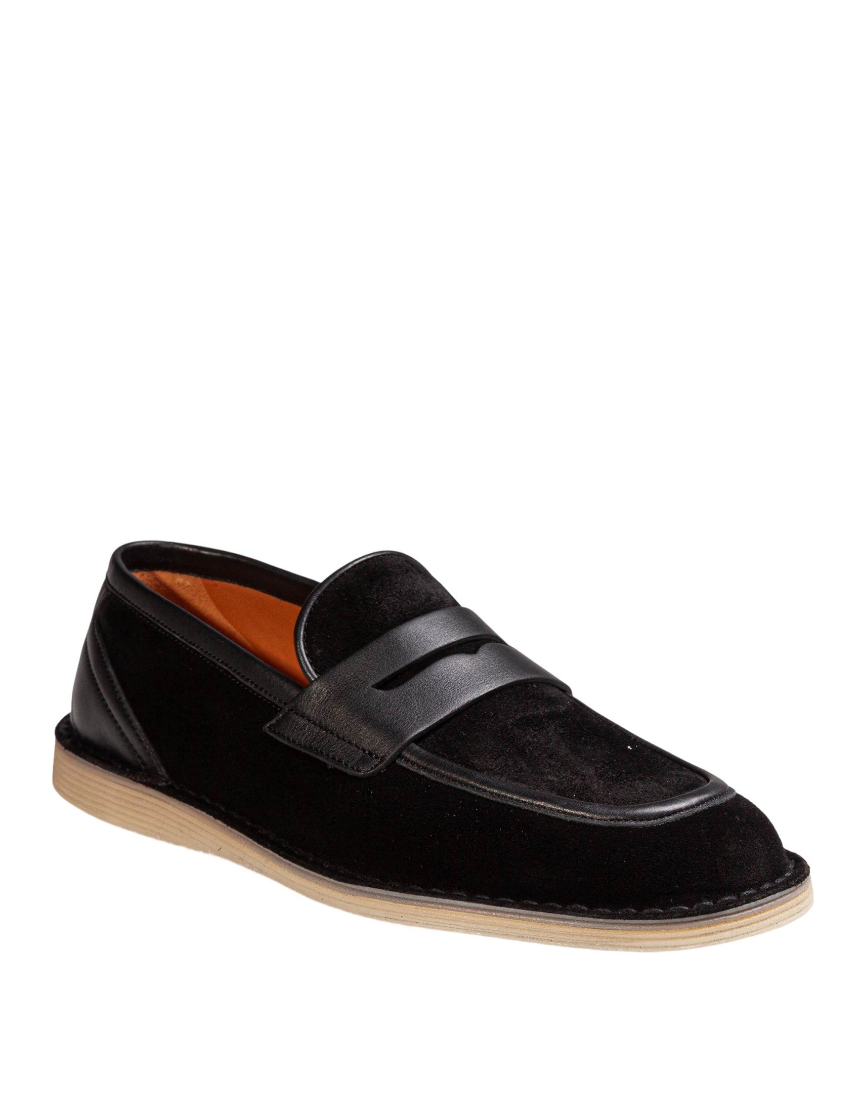 Black Split Calfskin Slippers