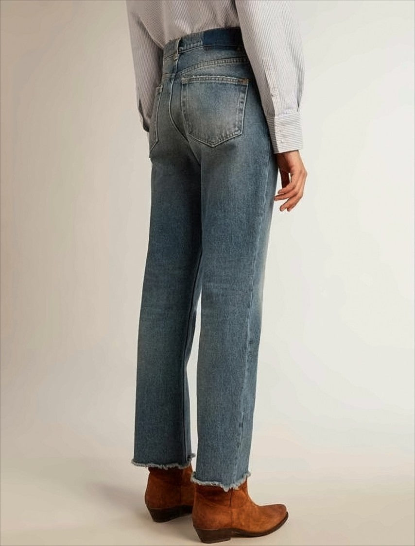 Classic Straight-Leg Denim Pants With Vintage Finish