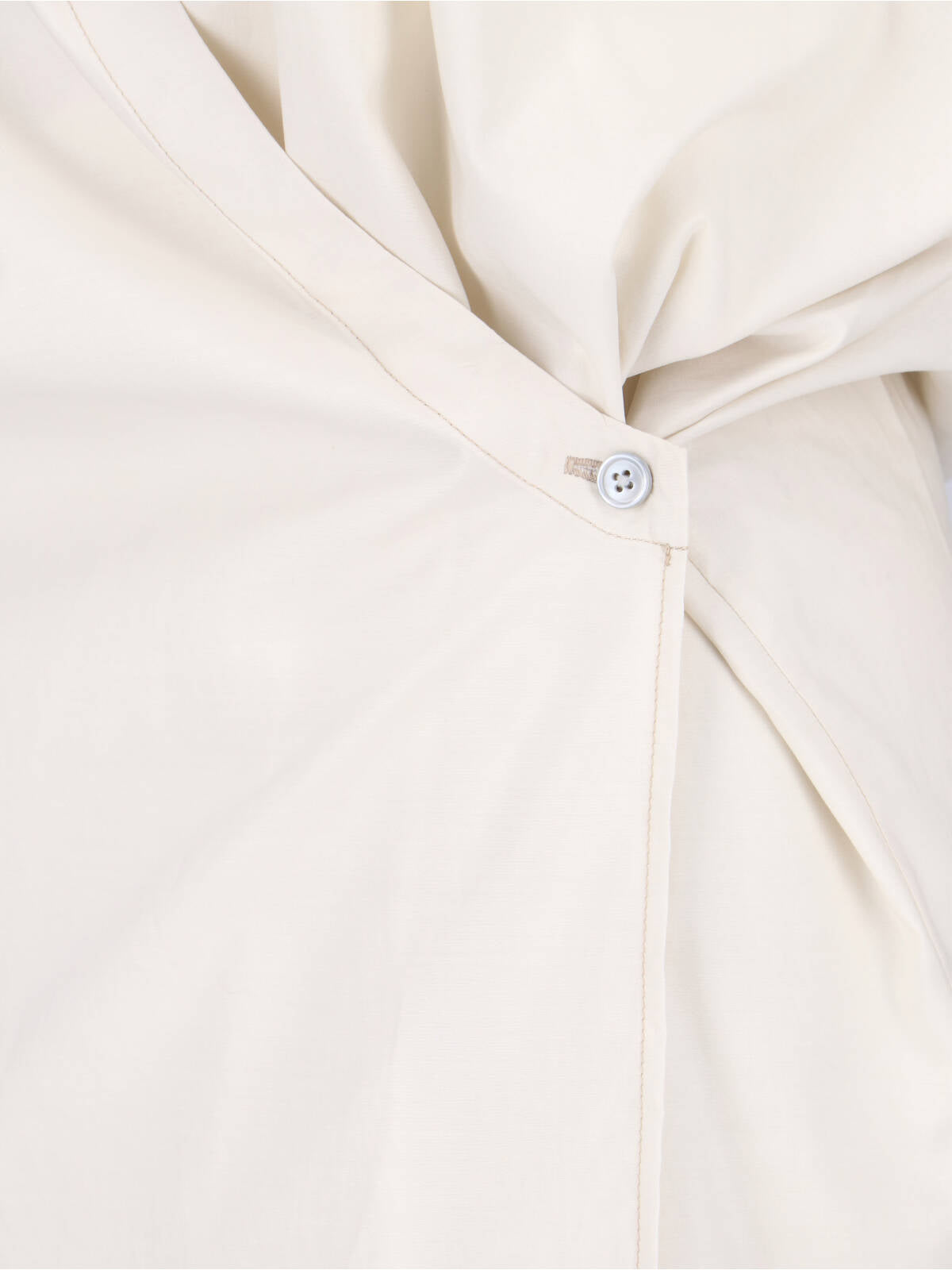 Cream Draped Front Cotton Silk Shirt