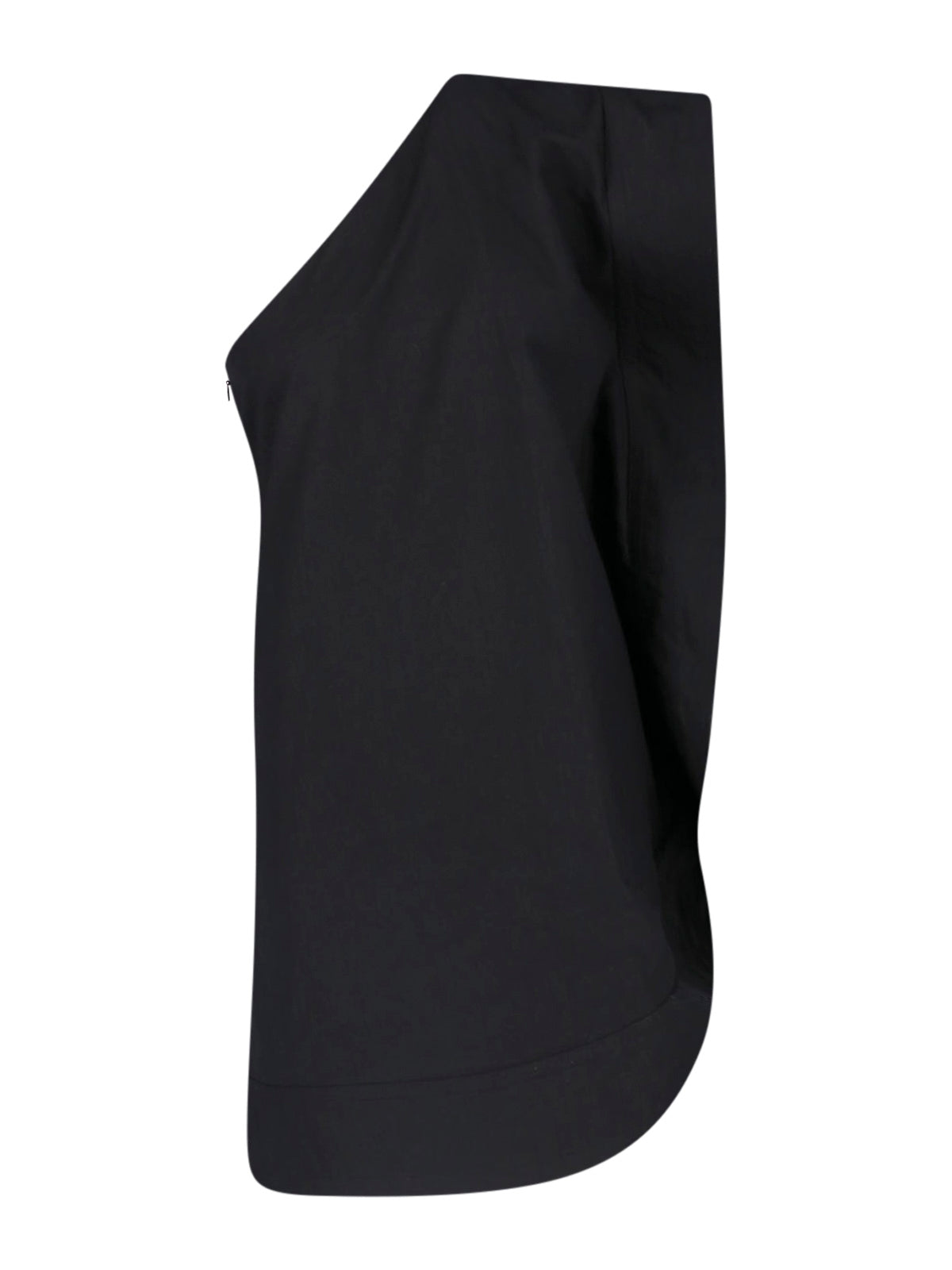 Black Asymmetrical One-Shoulder Cotton Dress