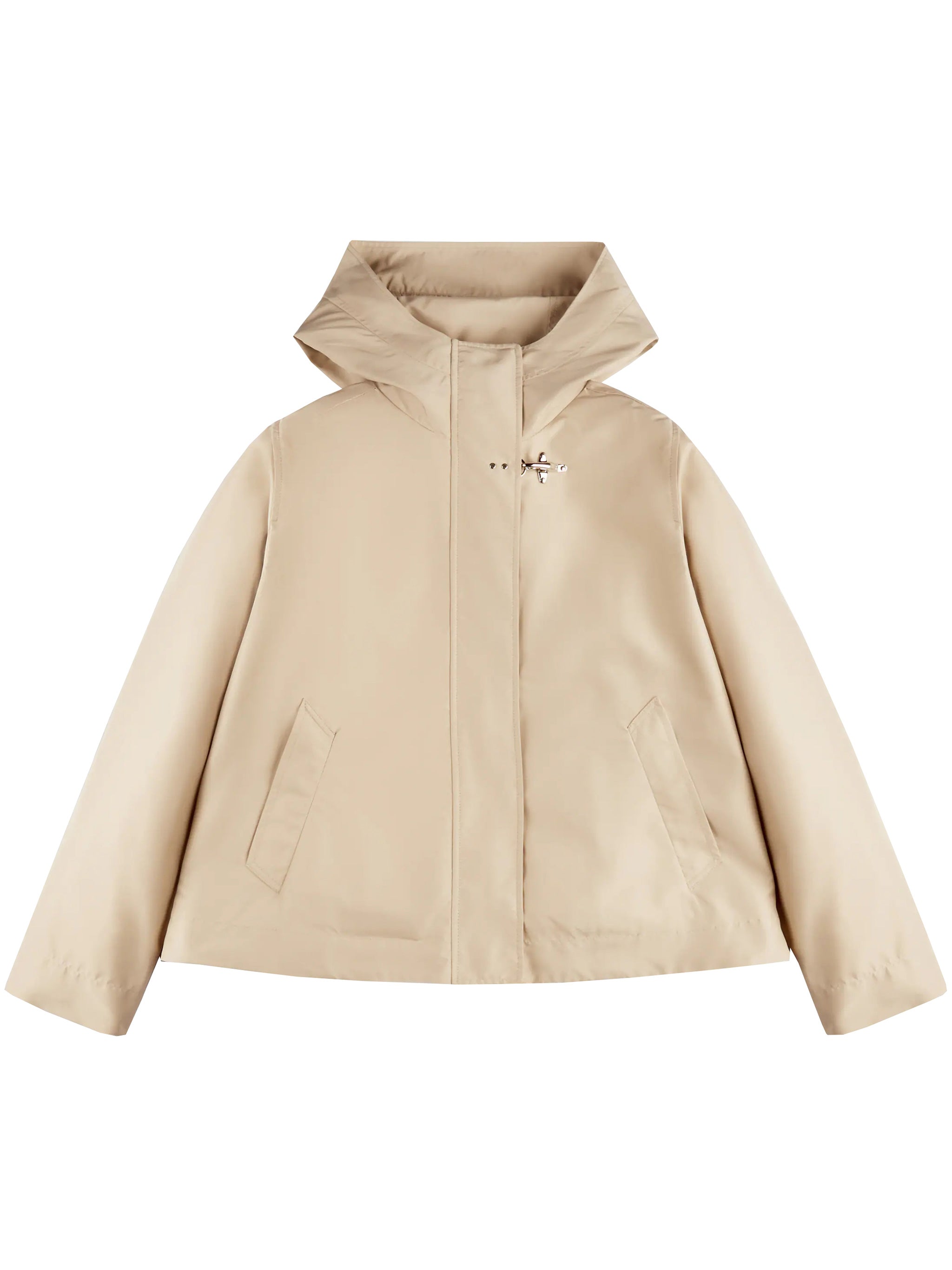 Boxy Cropped High Collar Hooded Jacket