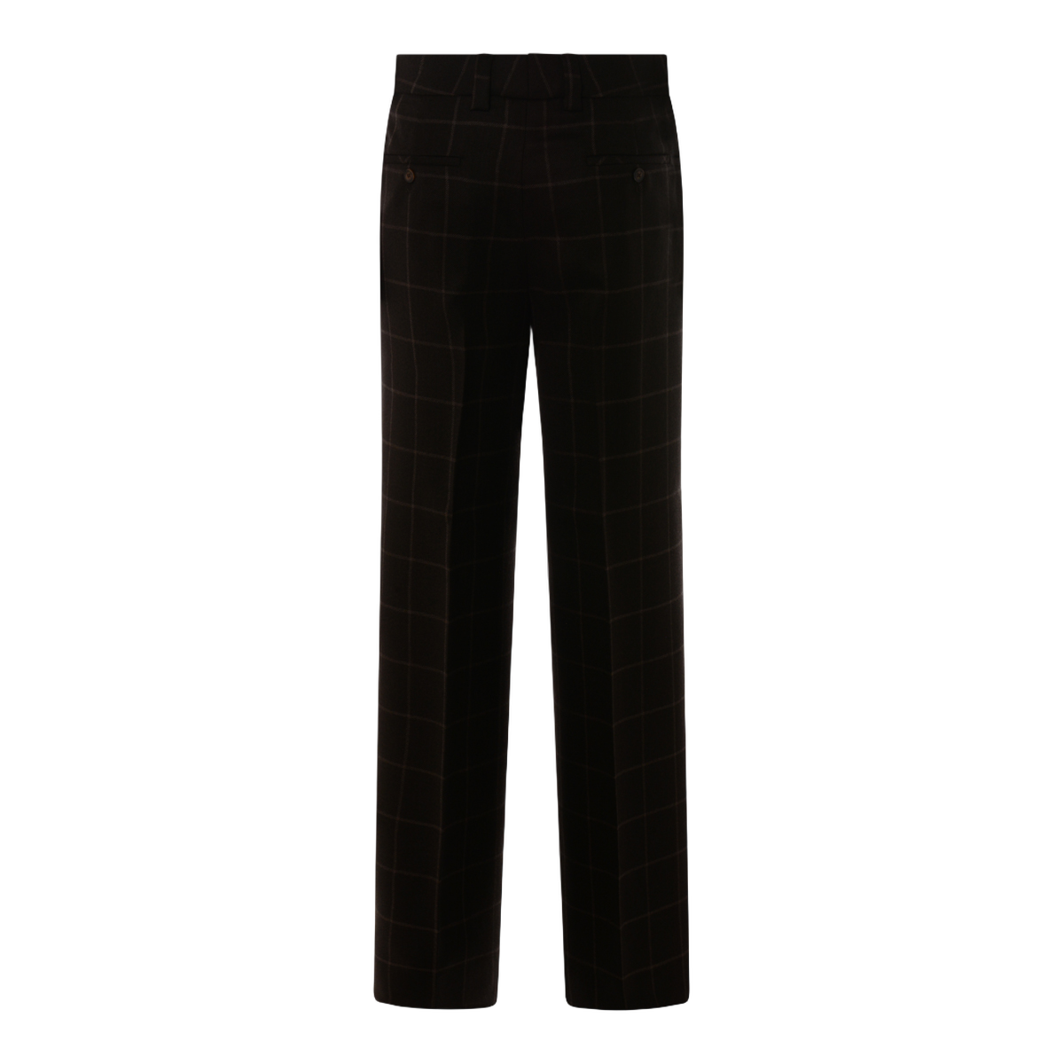 Straight-Leg Trousers with Subtle Checkered Pattern