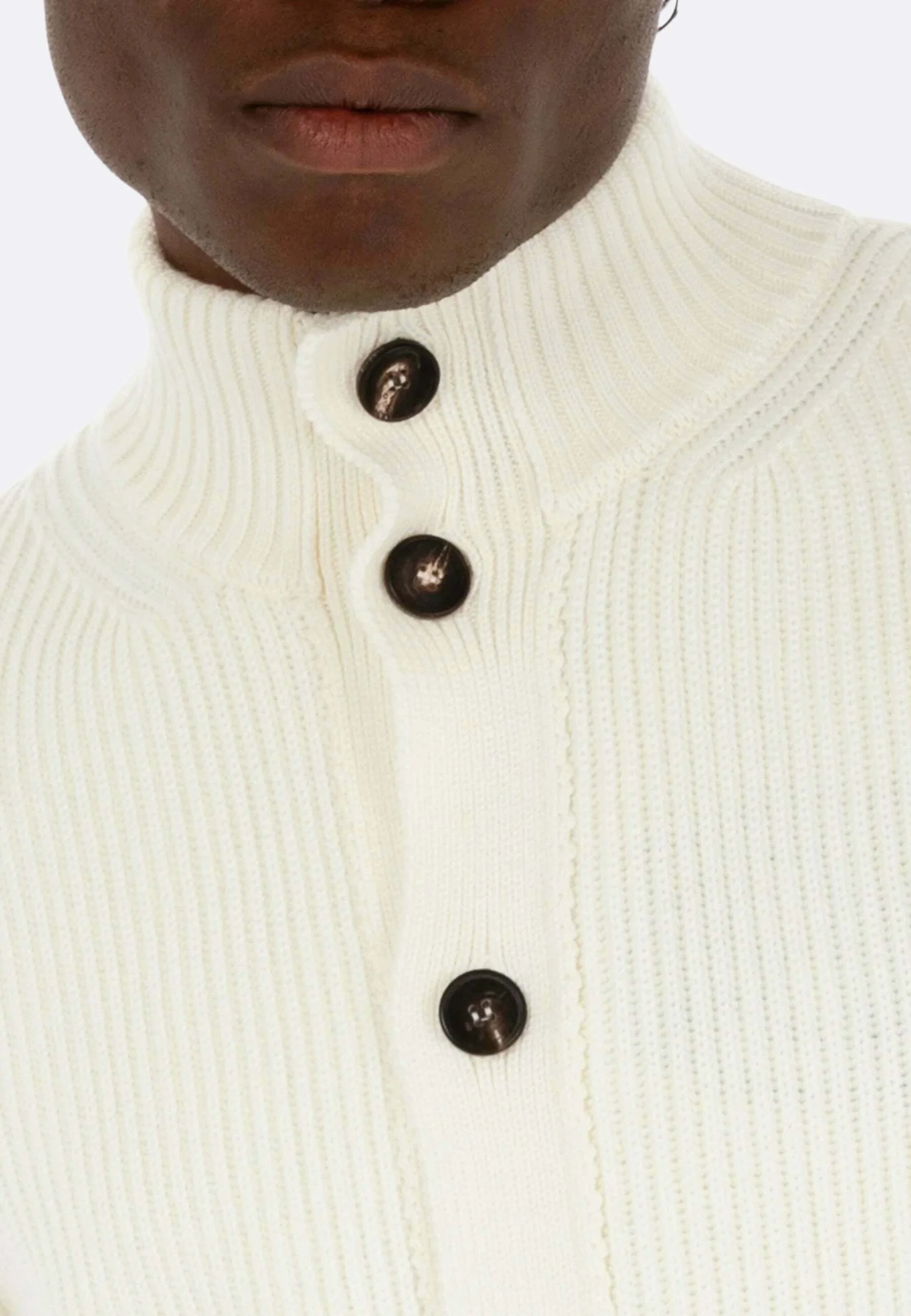 Ribbed Knit Merino Wool Cardigan