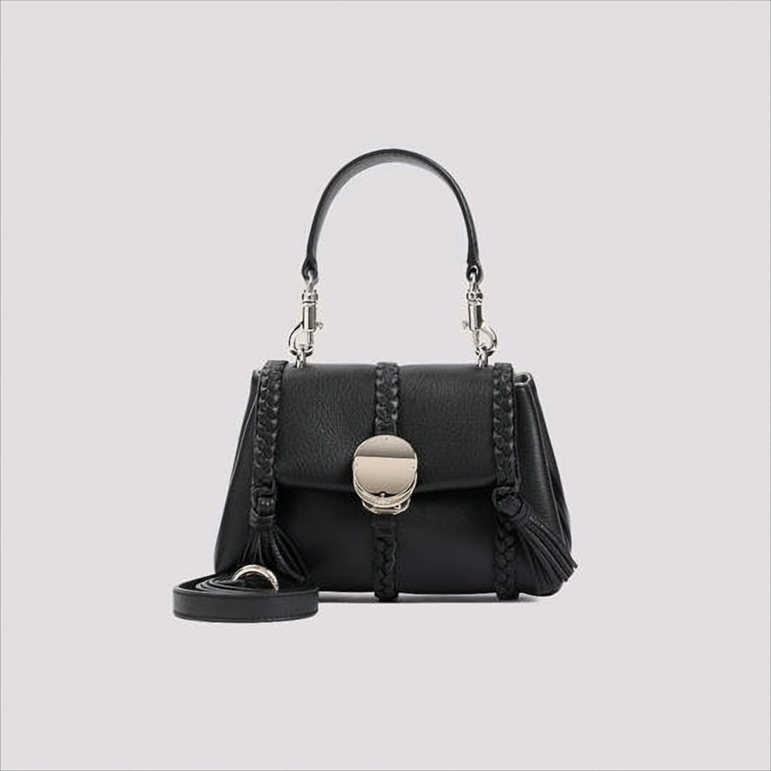 Braided Detail Calf Leather Shoulder Bag