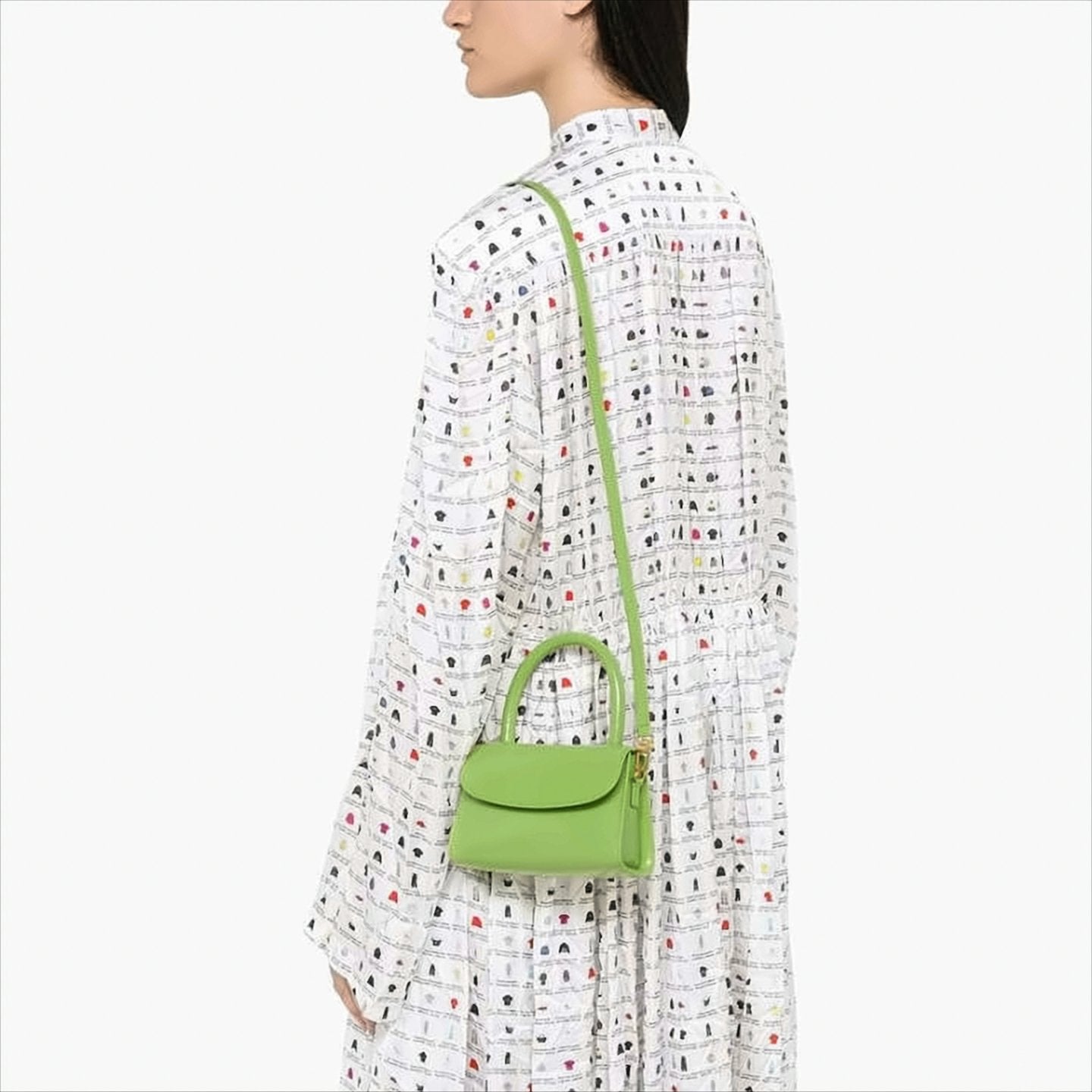 Semi-Patent Leather Top-Handle Bag with Gold-Tone Hardware