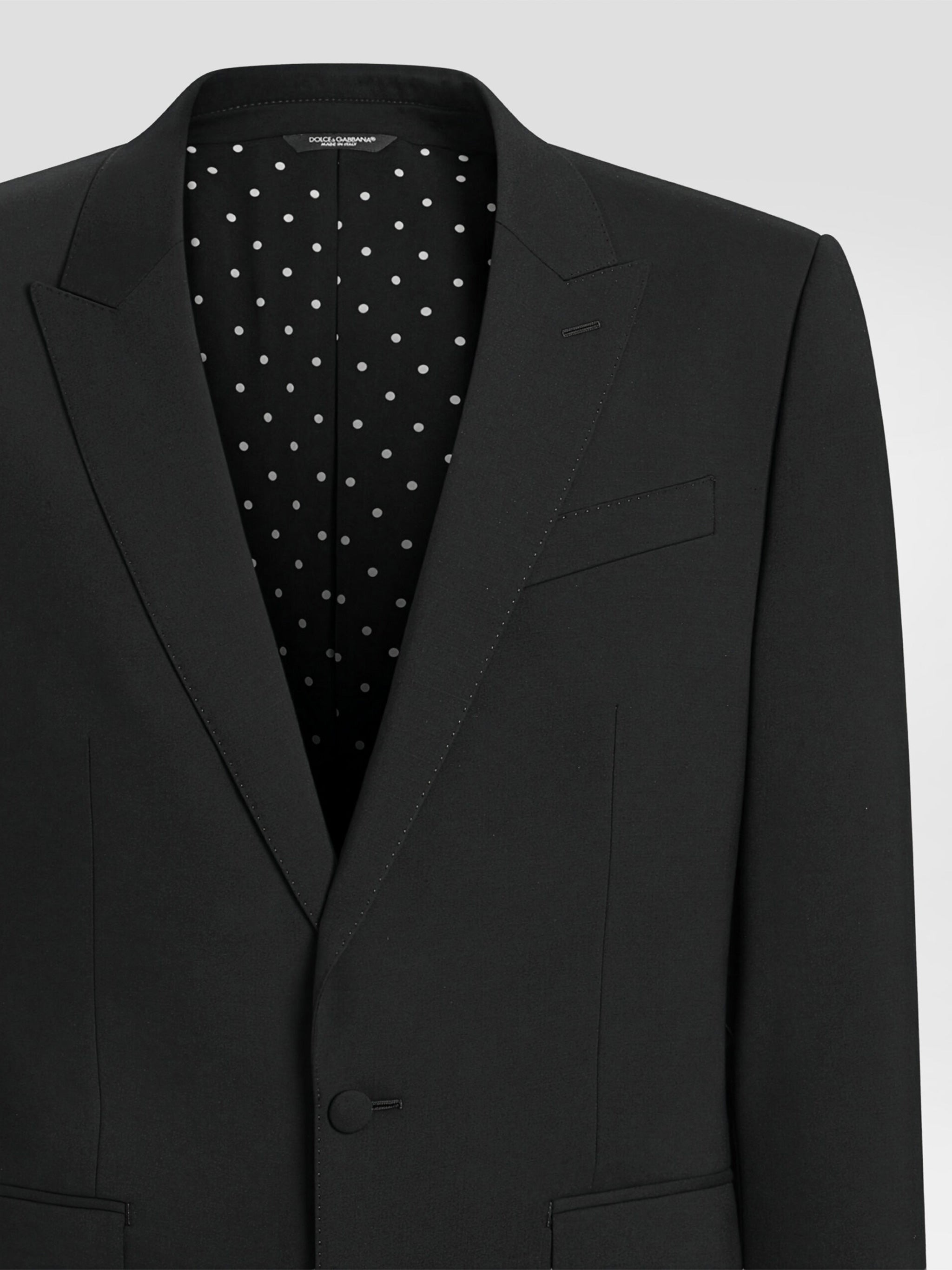 Tailored Black Wool Notch Lapel Blazer