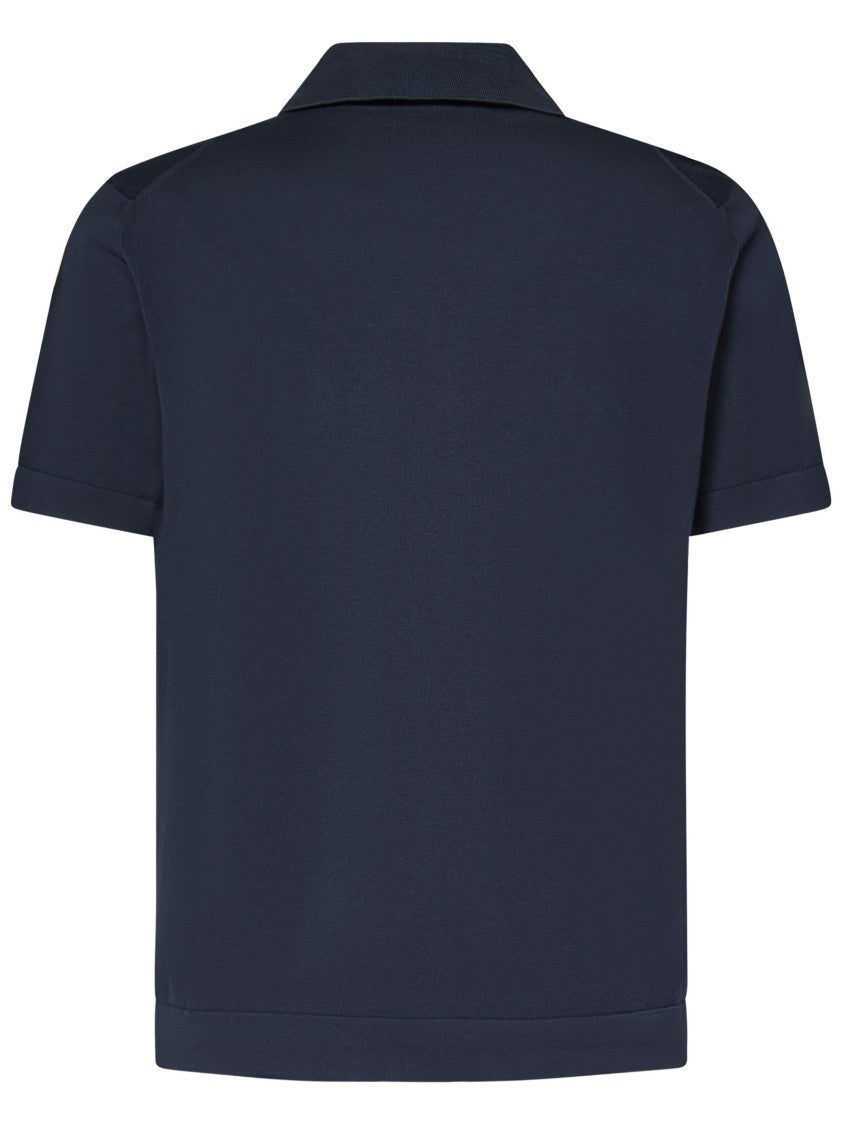 Frosted Navy Bowling Shirt With Chest Patch Pocket