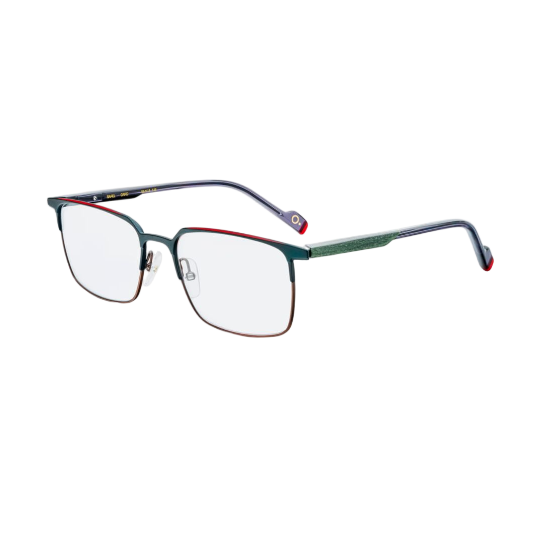 Rafel Rectangular Metal Frame Eyeglasses with Adjustable Nose Pads