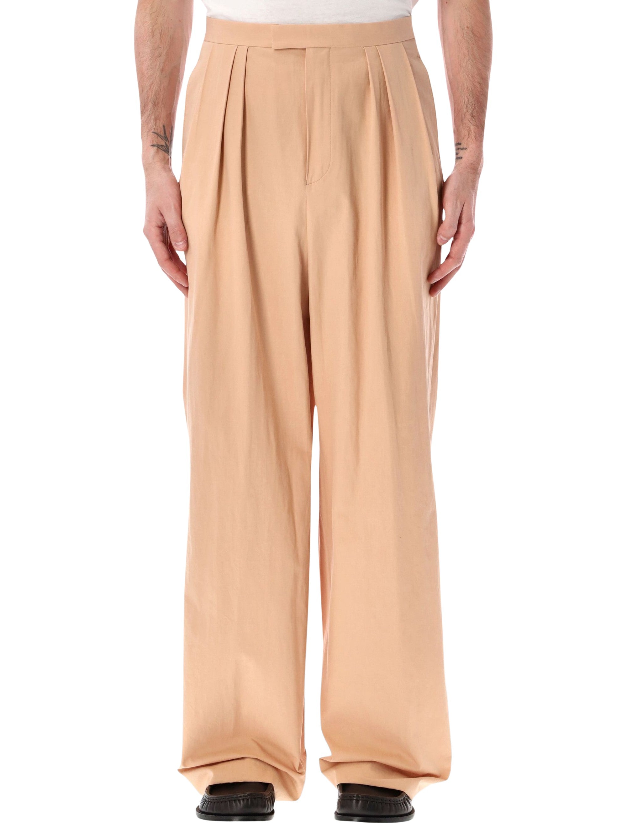 Pleated Cotton Poplin Pants