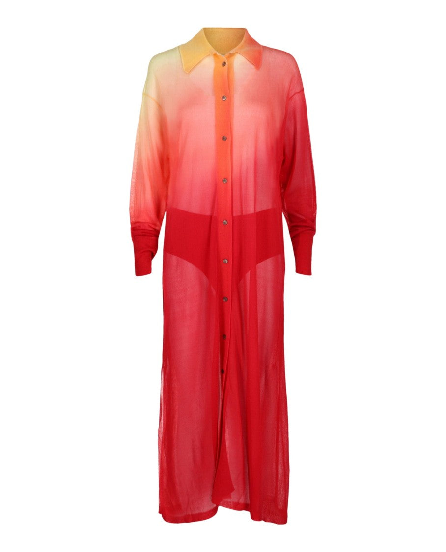 Degrade Silk-Blend Midi Shirt Dress