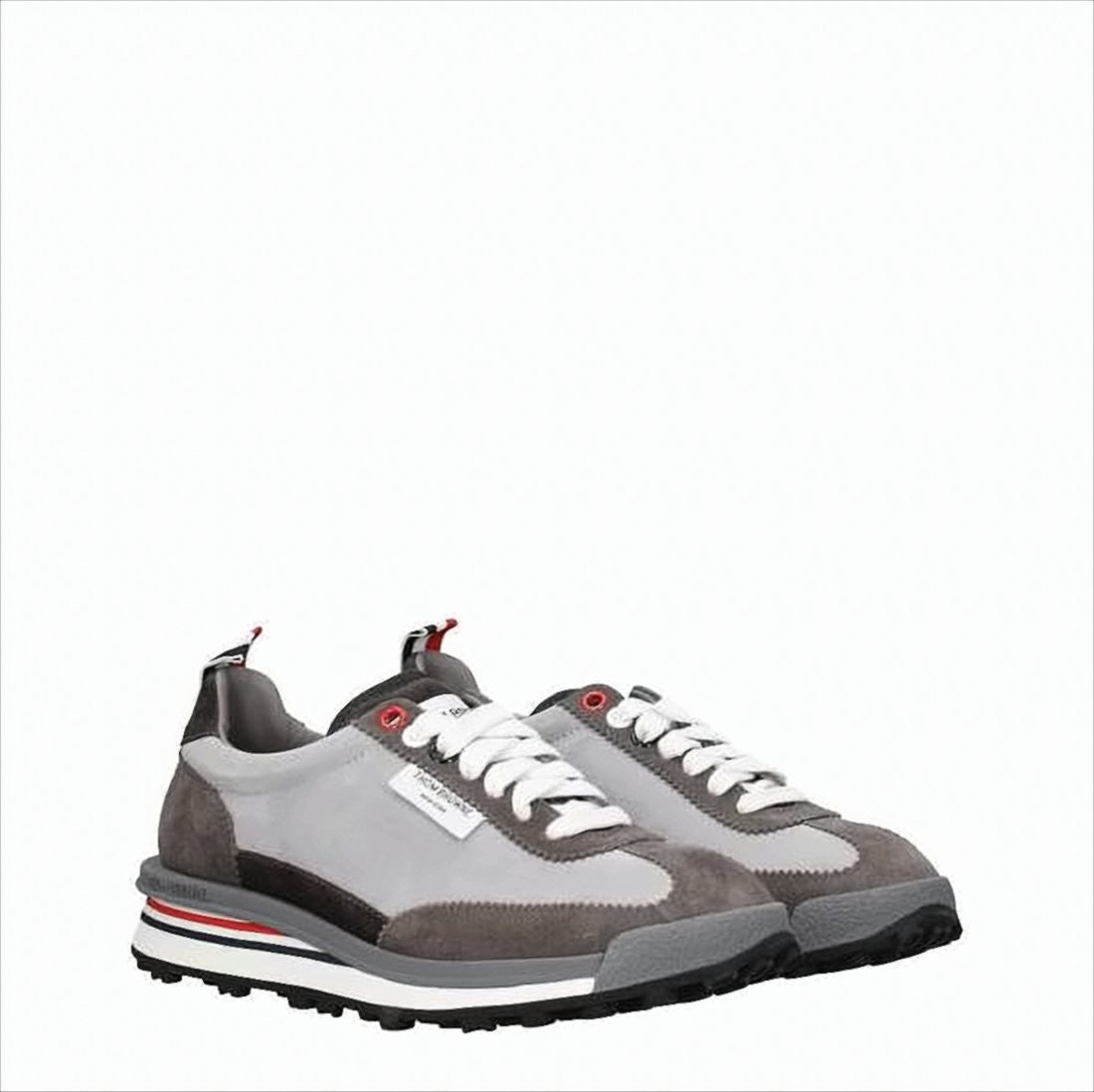 Neutral Tone Leather Sneakers with Textured Sole
