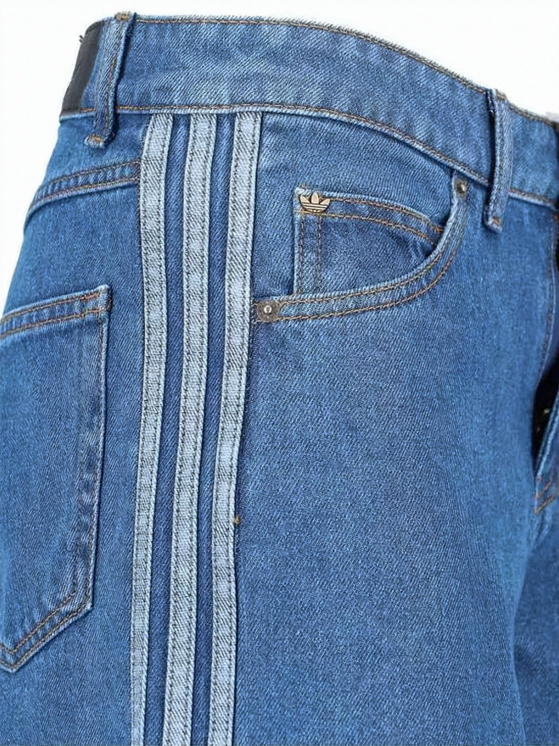 Blue High-Waisted Wide-Leg Cotton Pants