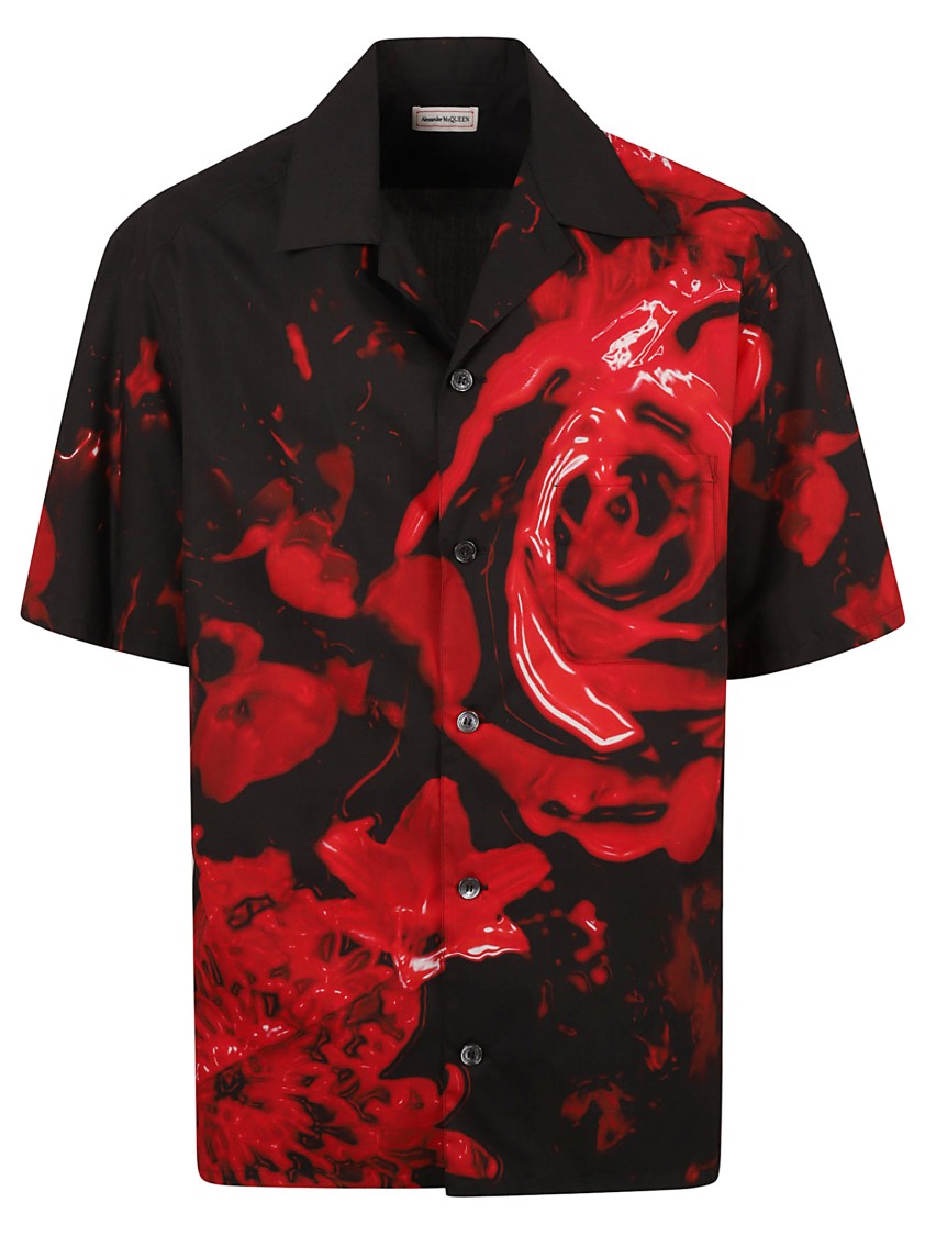 Short-Sleeved Floral Print Alexander Mcqueen Shirt