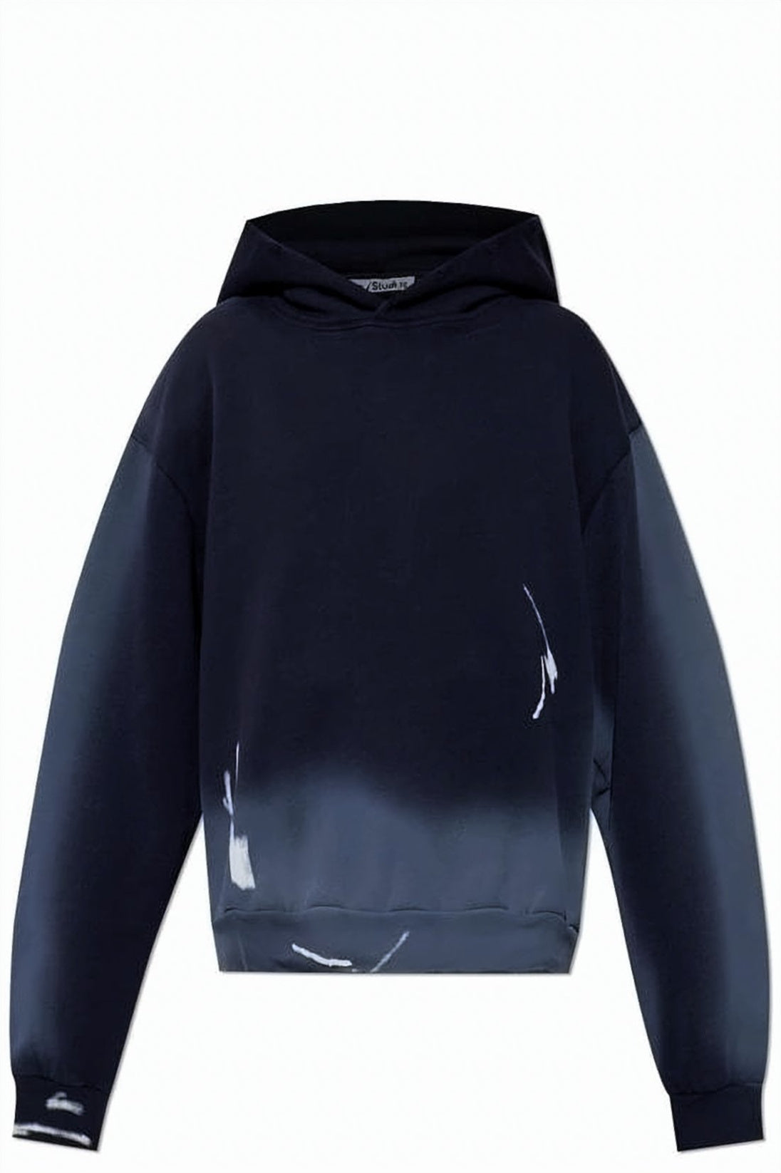 Blue Cropped Relaxed Gradient Dip-Dye Hoodie